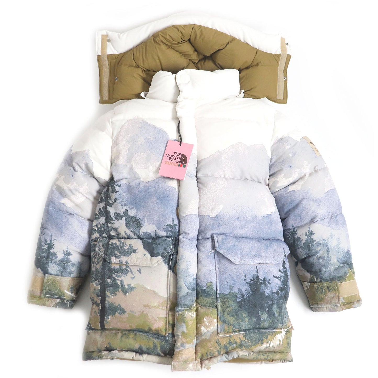 GUCCI Down jacket 670603 Main: 100% nylon, Filling: 80% down, Filling: 20% feather, Applique: 100% polyester Ivory Multi mens S Used