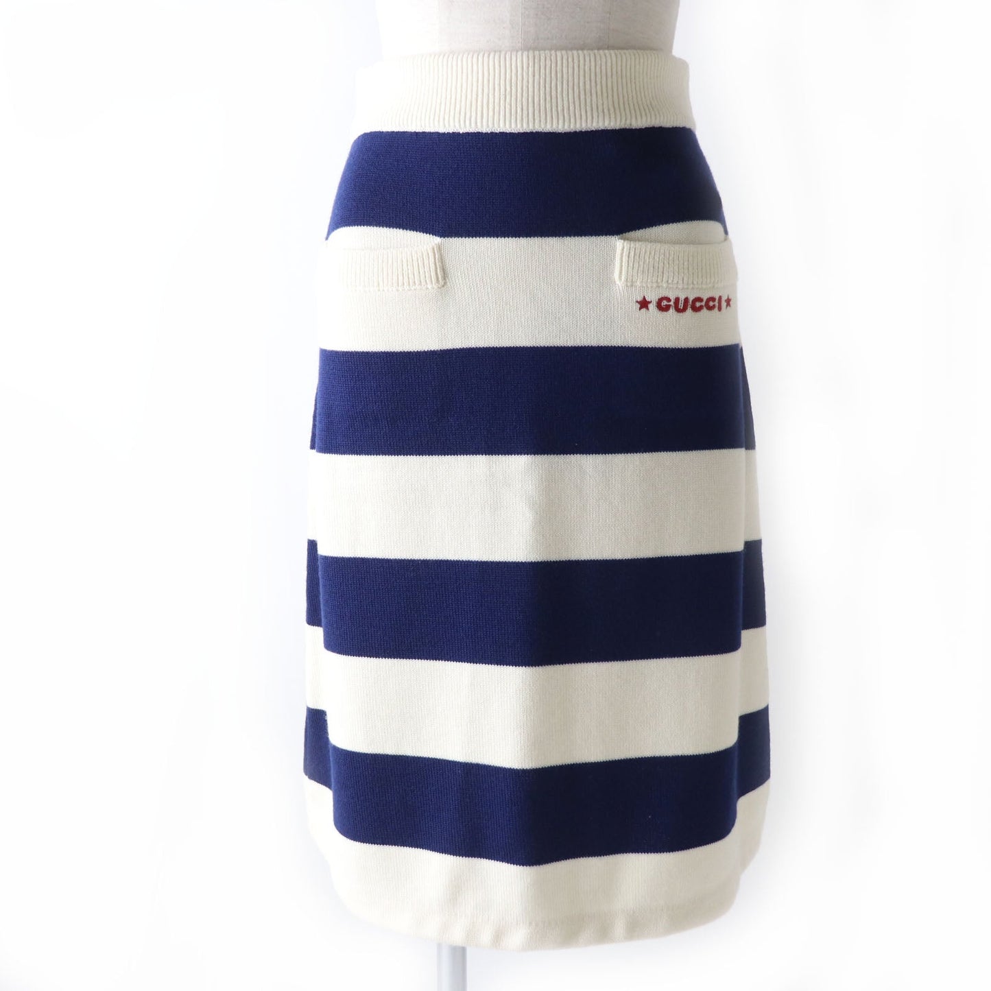 GUCCI skirt 691664 wool Ivoryx navy XS
