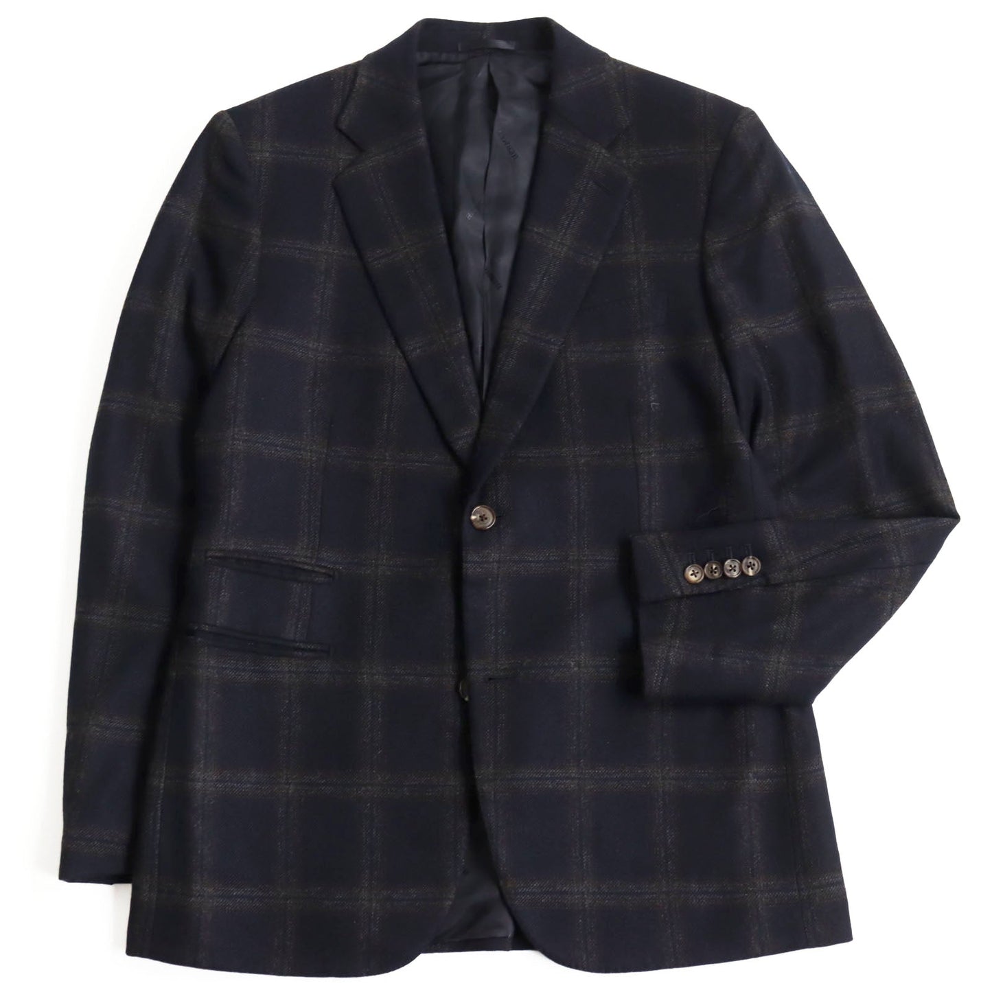 HERMES tailored jacket Outer: 100% cashmere, Lining: 100% cupra Navy brown mens 48 Used