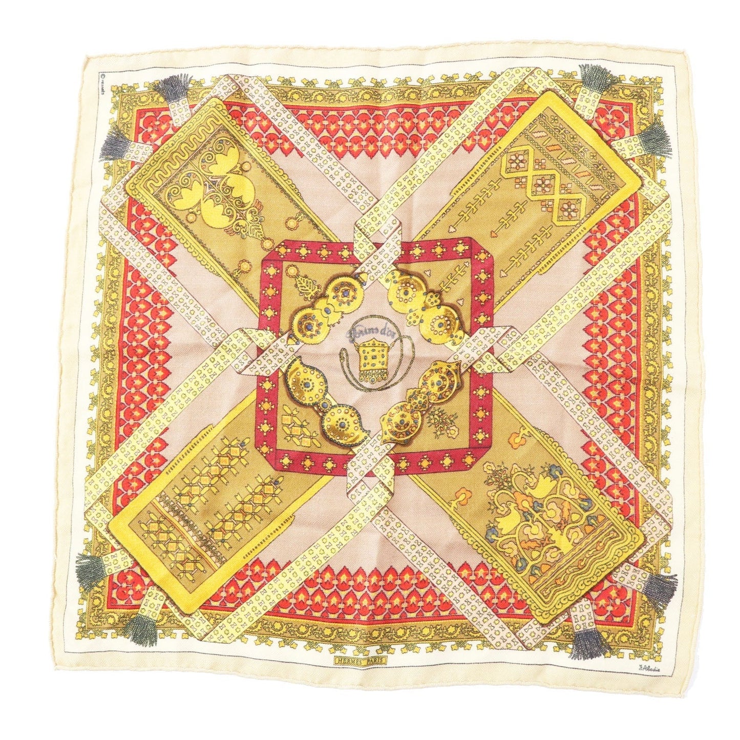 HERMES scarf cashmere Brown type Carre45 Brins d'Or Golden Branches