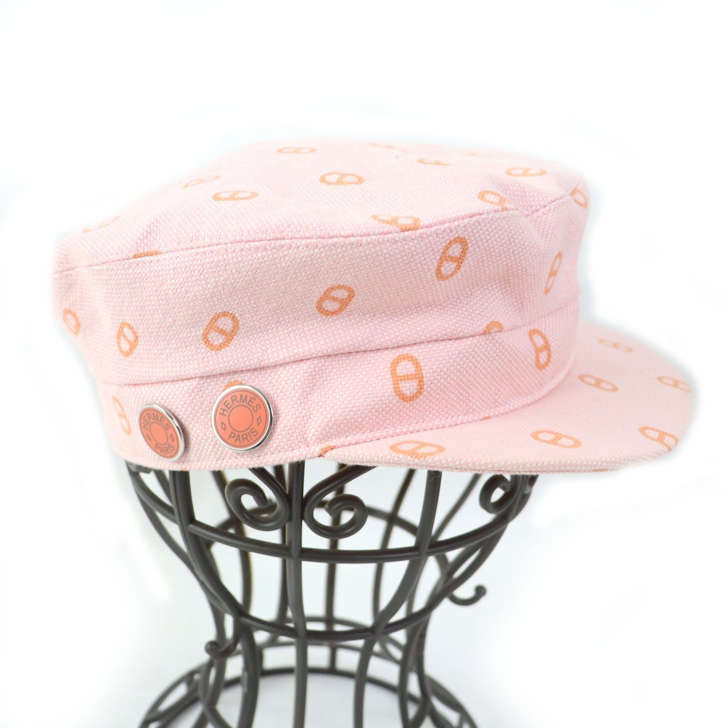 HERMES Casquette cotton Baby pink x orange Vauban