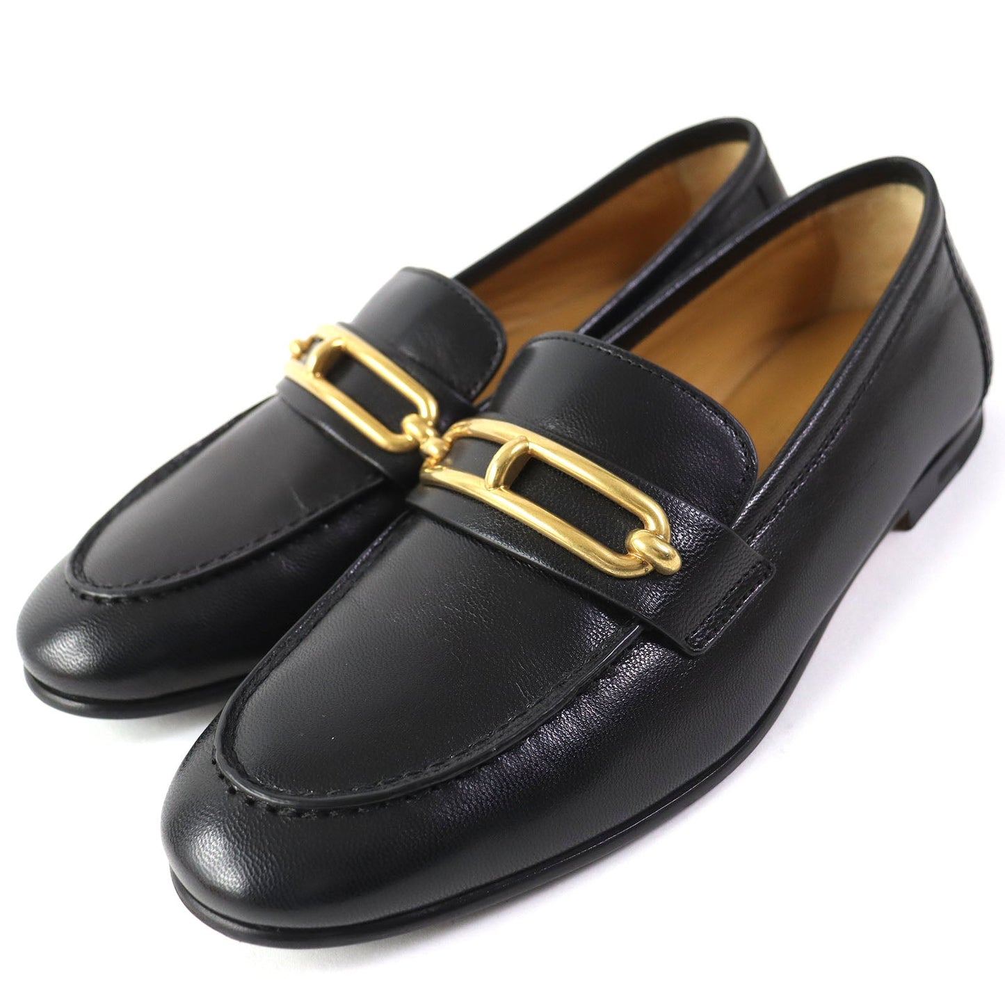 HERMES Moccasin 231086Z leather black 35.5