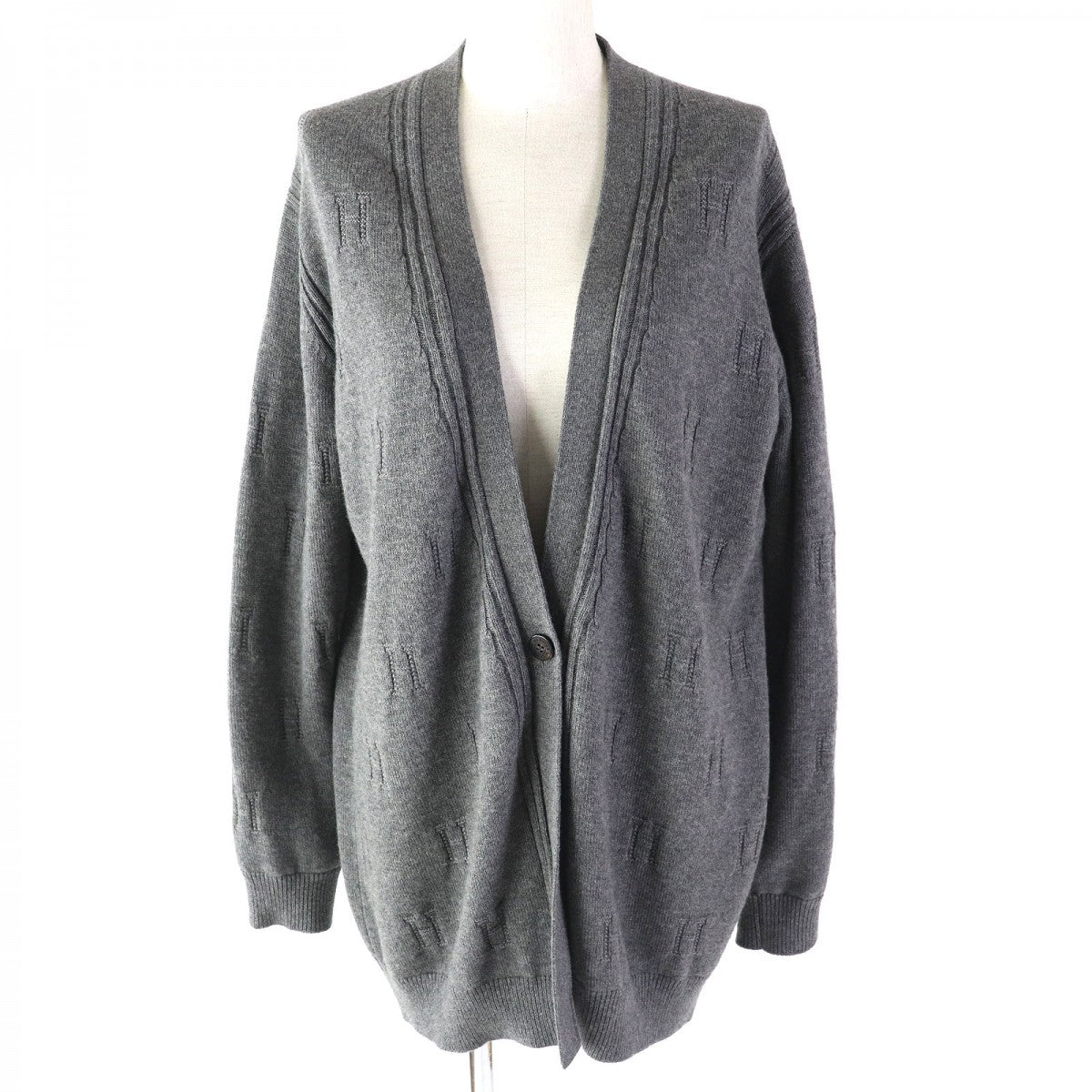 HERMES cardigan 97-7704 wool gray 40