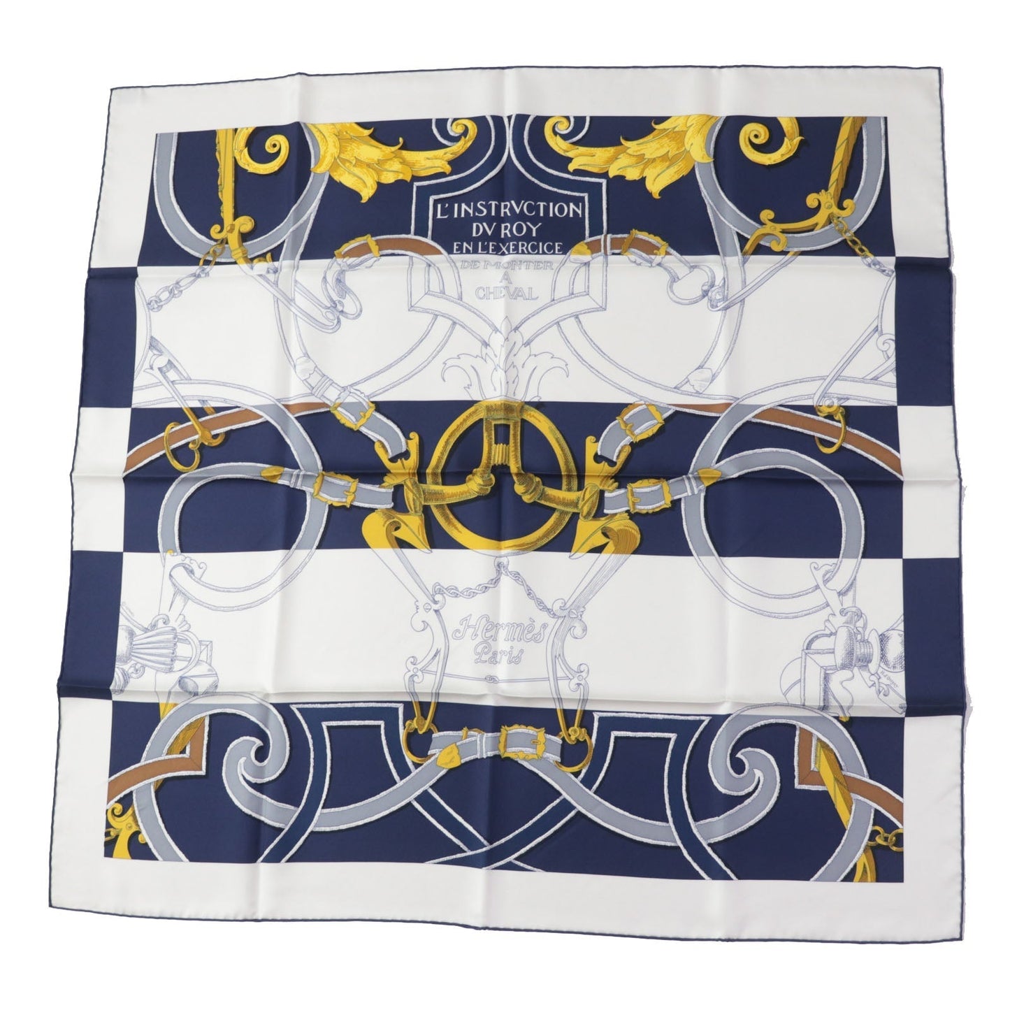 HERMES scarf Main: 100% silk HG/MARINE/BLANCO/OR The Art of Rulership Carre90 Women Used