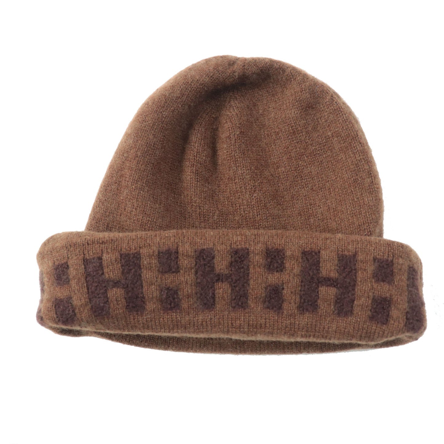 HERMES Knit cap cashmere Brown