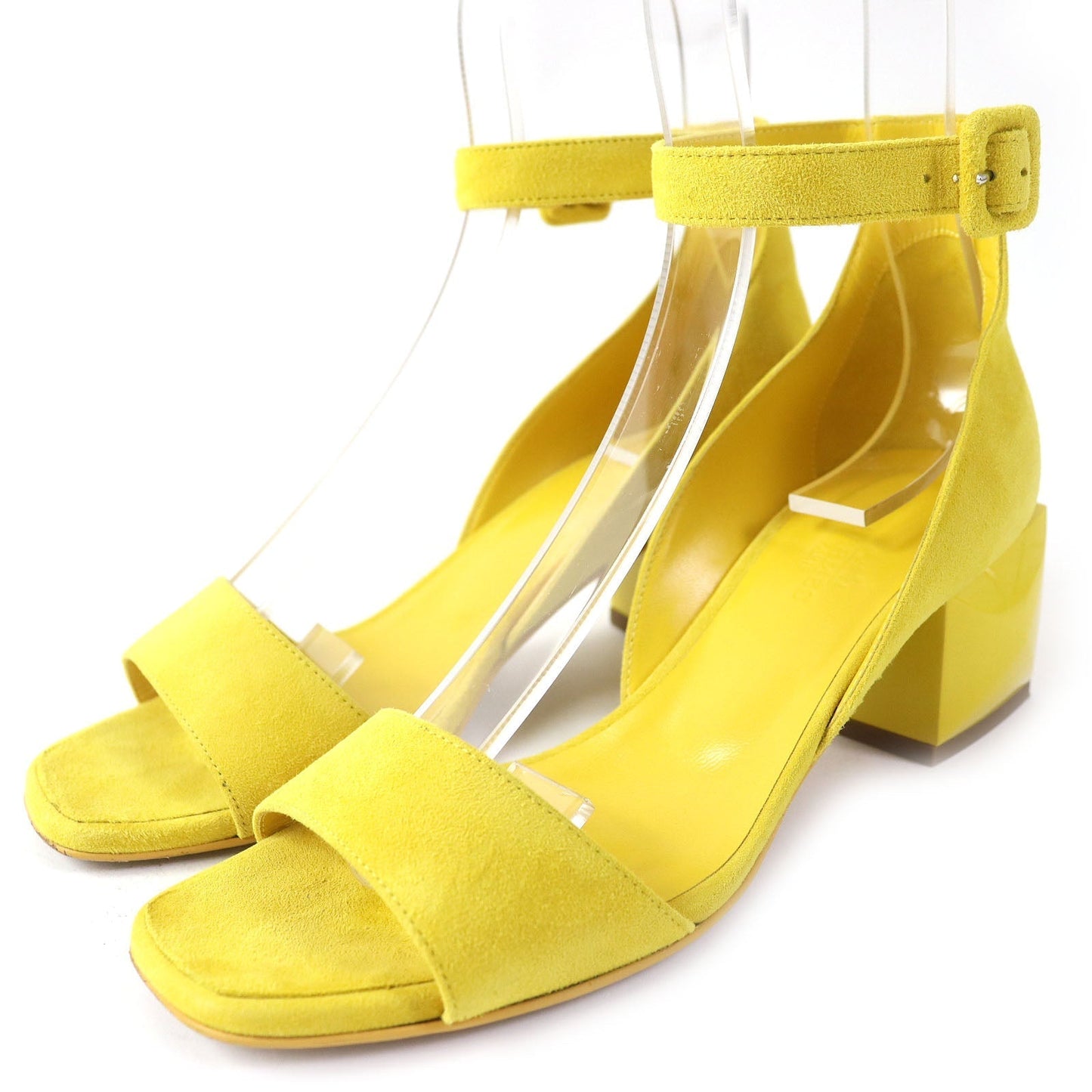 HERMES Sandals 211054Z Suede leather yellow Choc 36