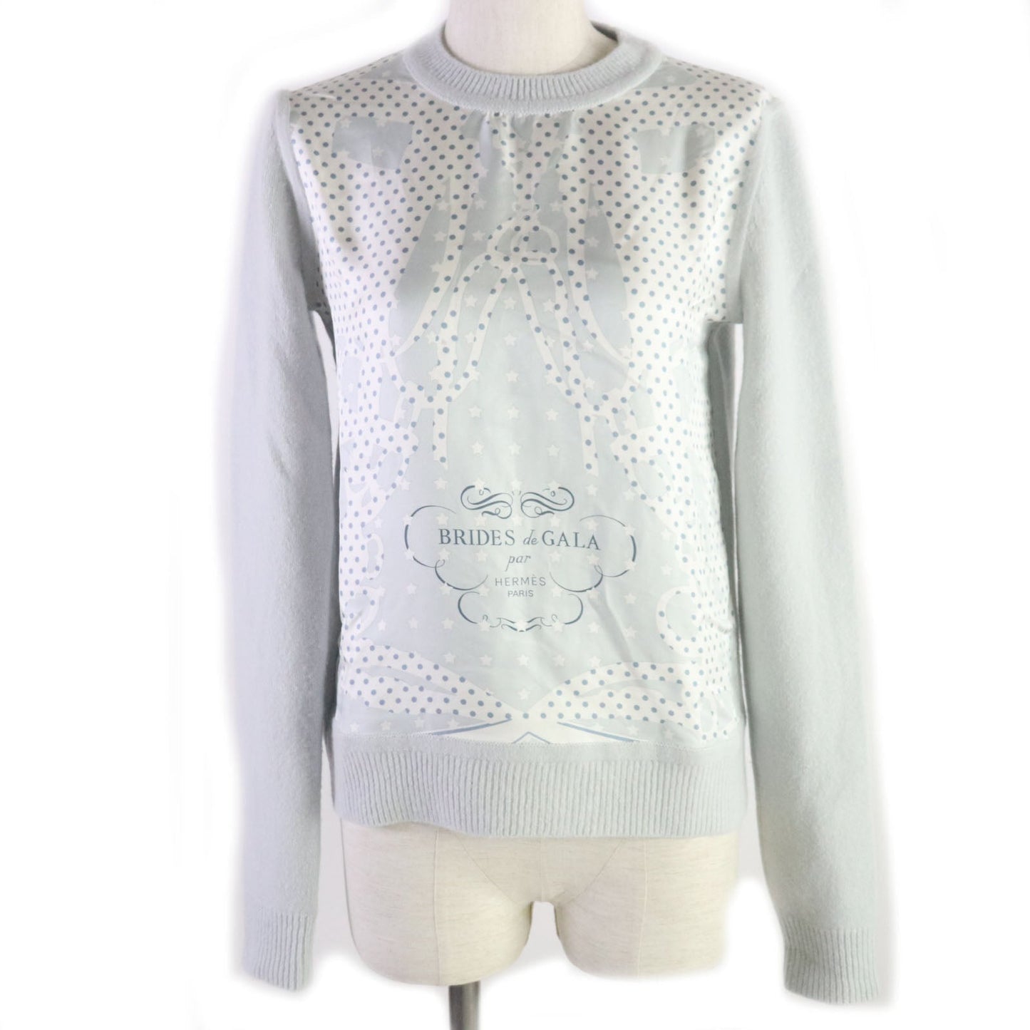 HERMES knit silk Ice blue Brides de Gala 34