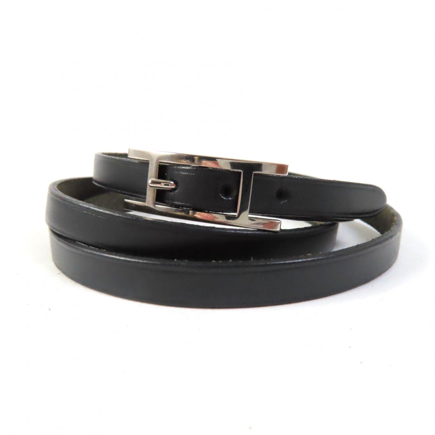HERMES bracelet leather black Abi 3