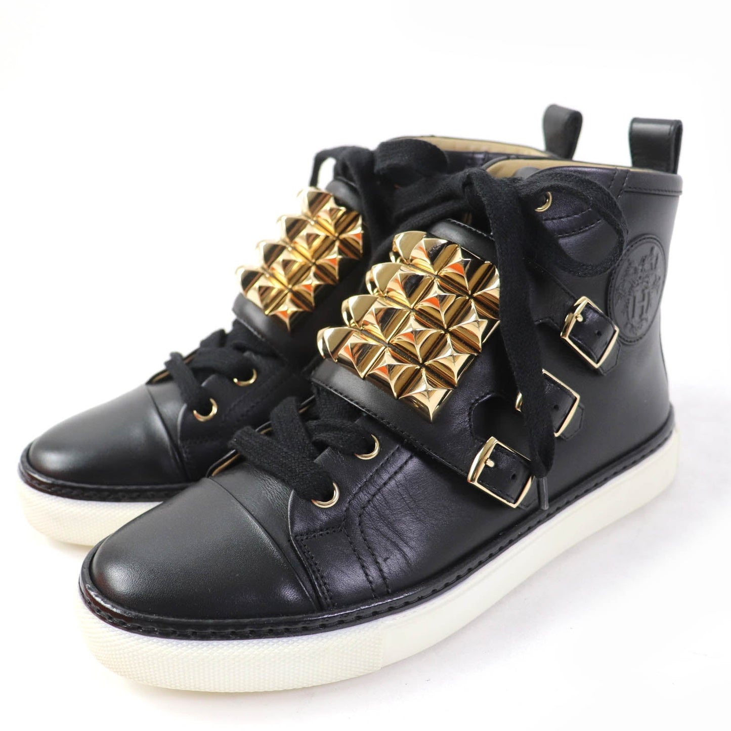 HERMES High cut sneakers Main: Leather black Lenox Collier de Sian Women 36.5 Used
