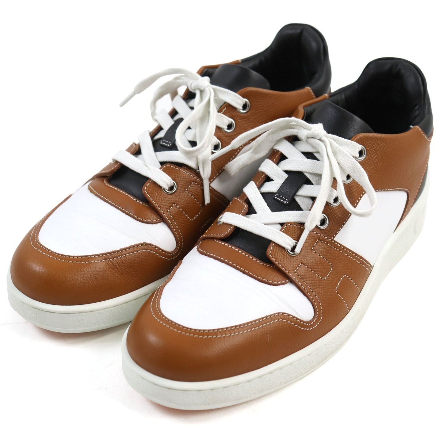 HERMES sneakers Main: Leather Brown white black free mens 39 Used