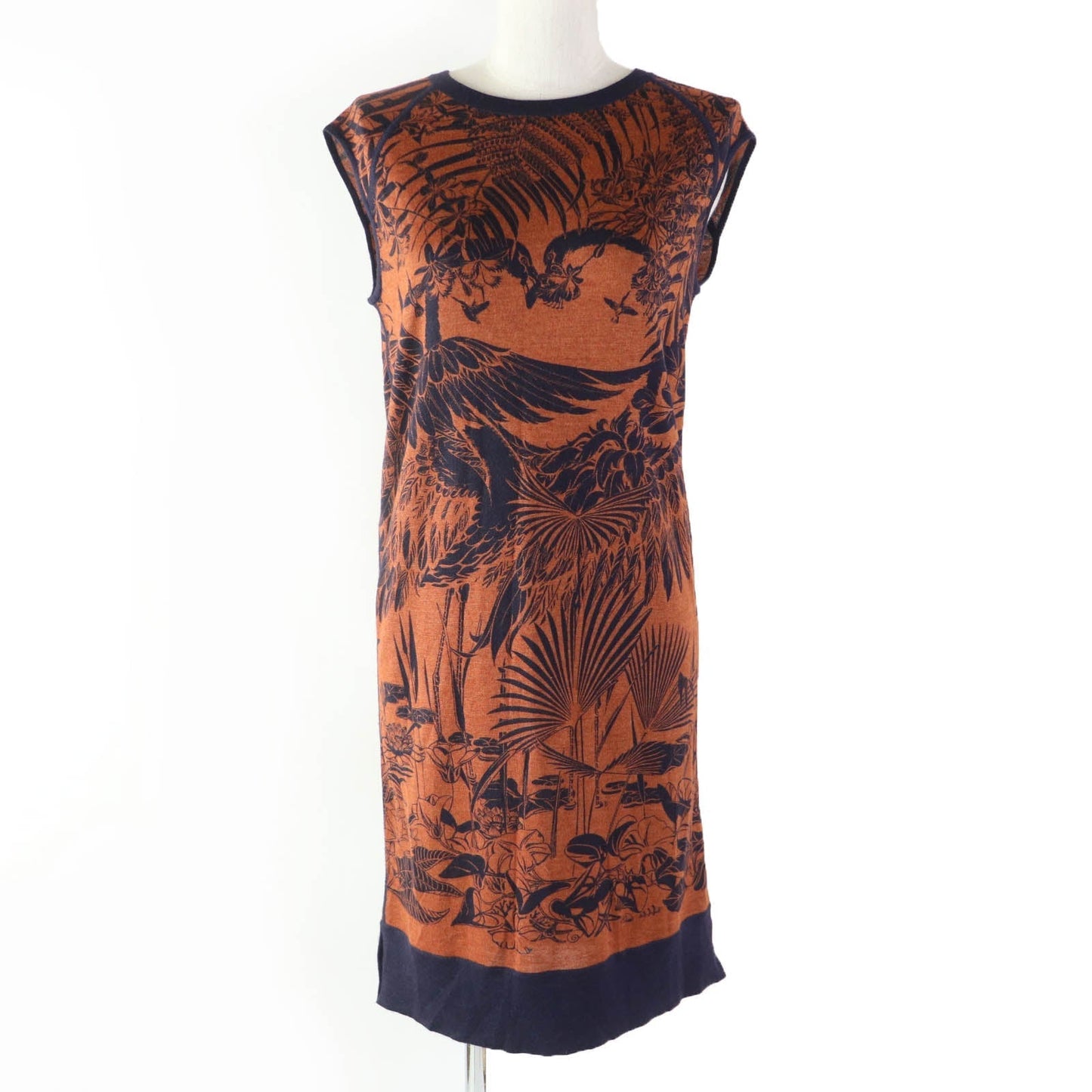 HERMES one piece cashmere Brown navy FLAMINGO PARTY Flamingo Party 34