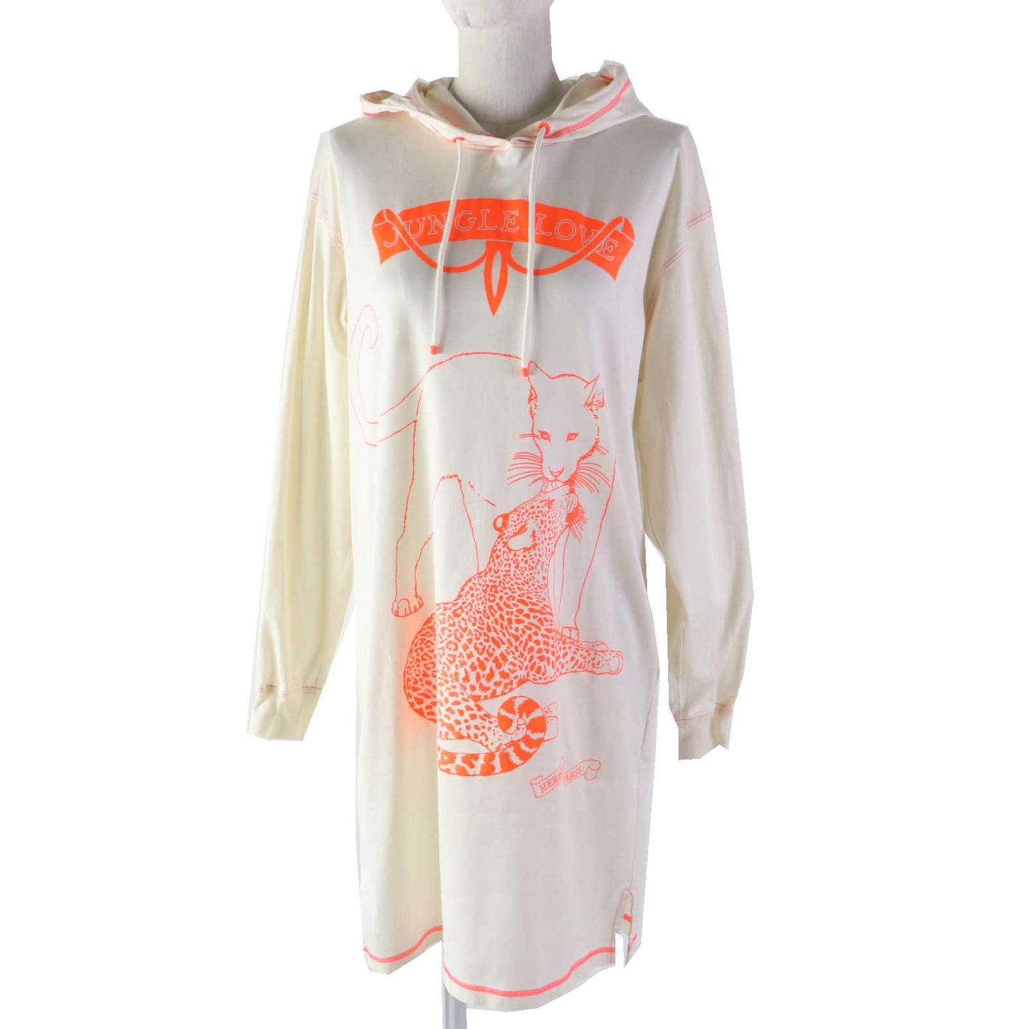 HERMES one piece 2H4507DH cotton Ivory Neon Orange JUNGLE LOVE 38