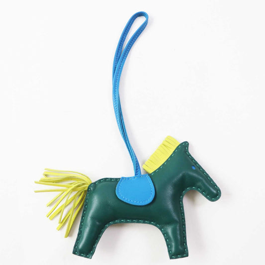 HERMES Bag charm Anyo Miro Malachite Lime Blue Sanzibar Rodeo Charm MM