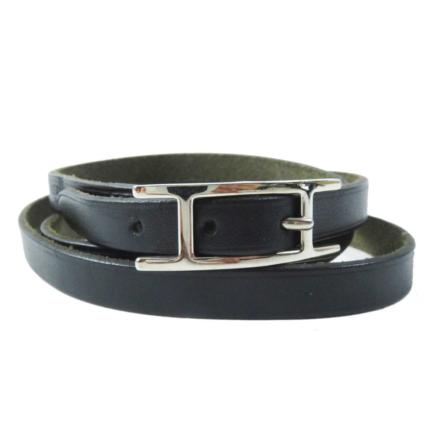 HERMES bracelet leather black Beapi de Bourtour