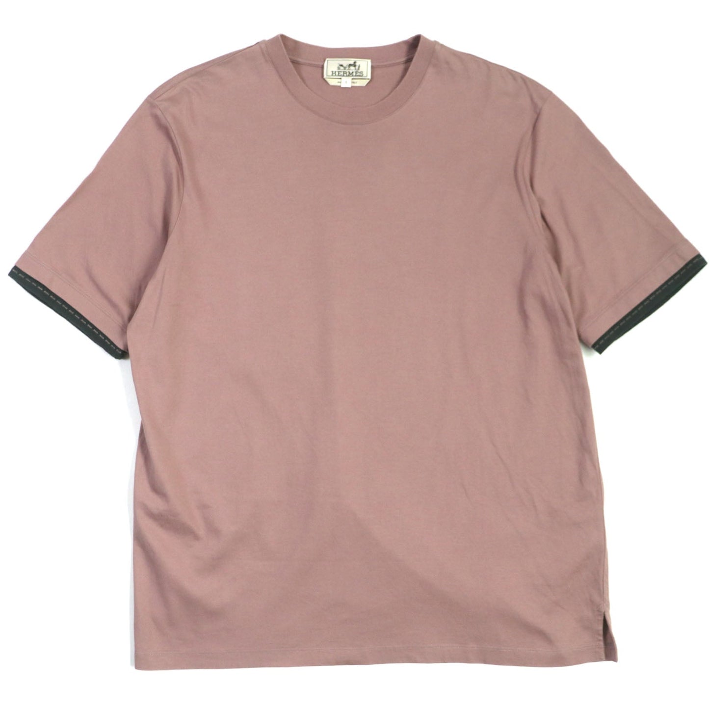 HERMES Short sleeve T-shirt cotton Smoky Pink Dark Gray S