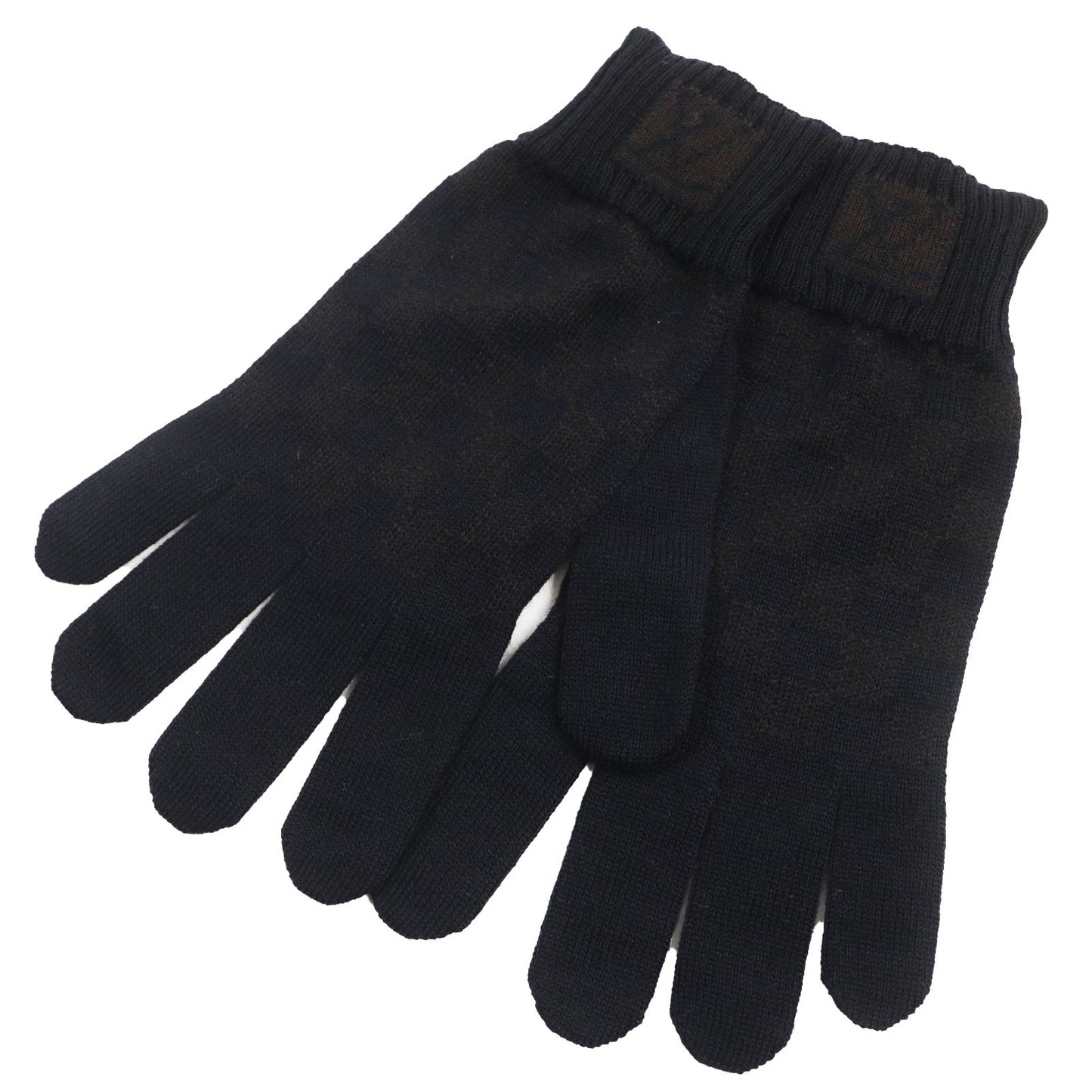 LOUIS VUITTON gloves 402330 wool Black brown Gompute Damier