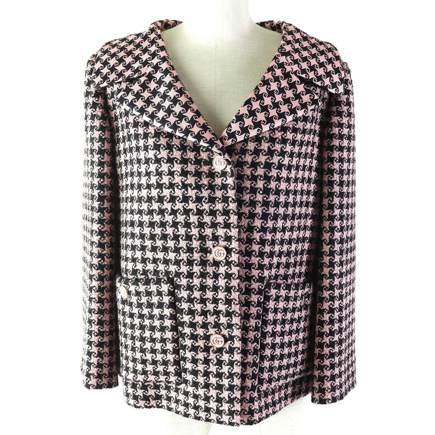GUCCI 674323 ZAHXM Outer: 90% wool, Outer: 10% nylon, Lining: 100% silk Pink black Women 36 Used