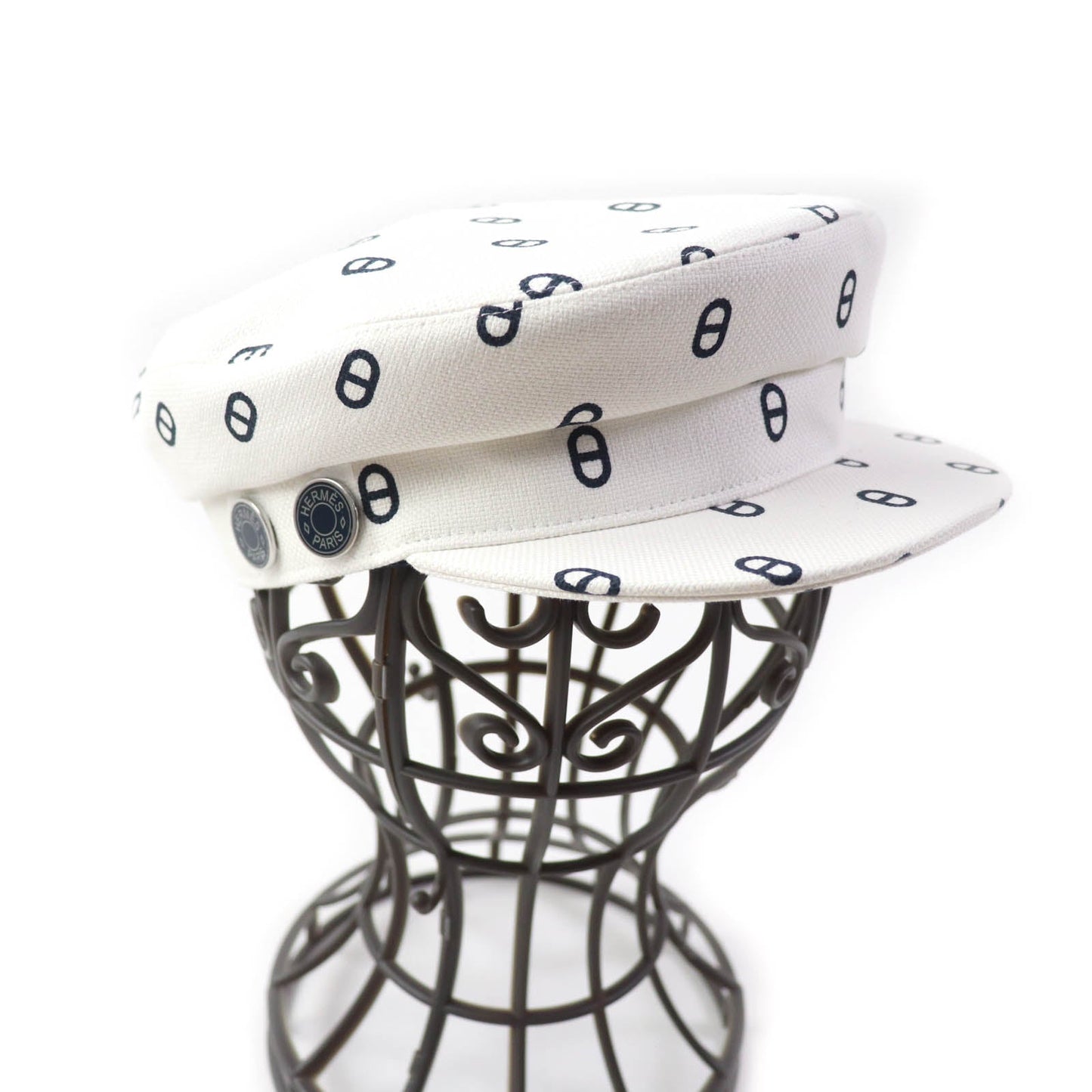 HERMES Casquette cotton White navy Vauban 56