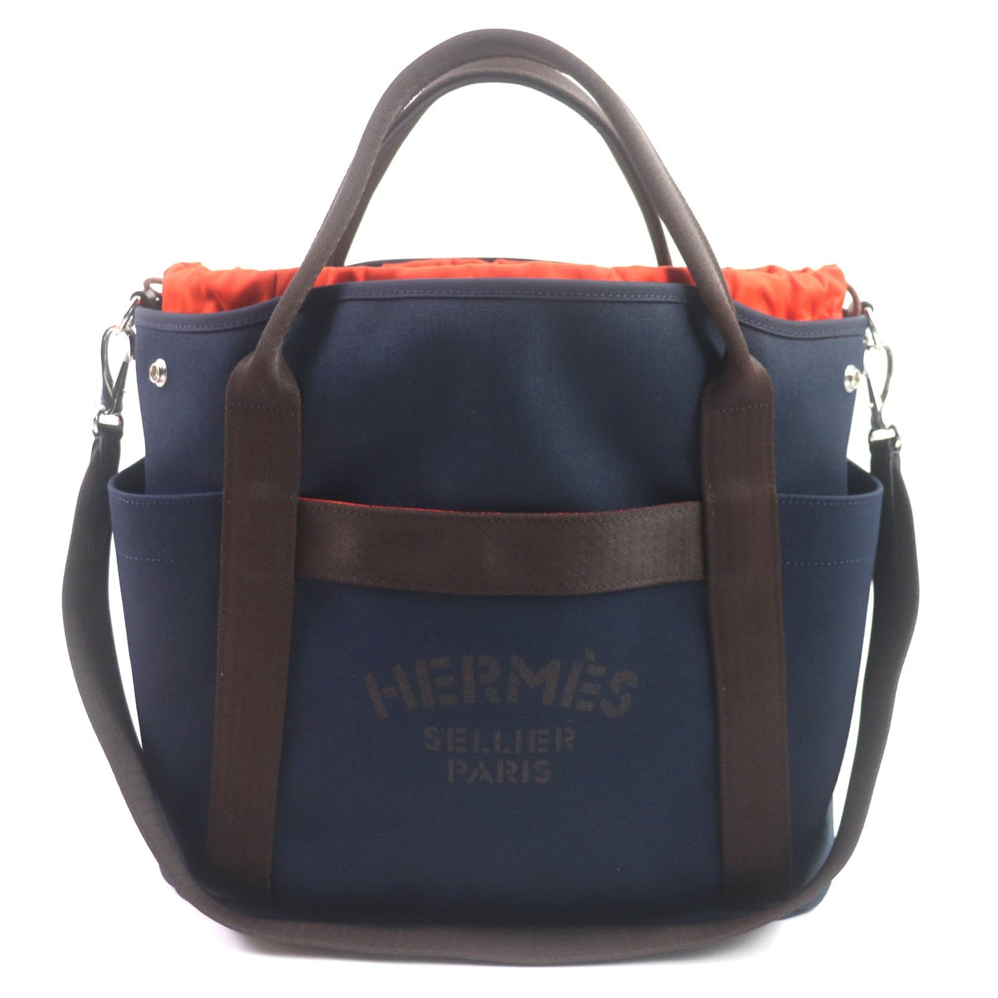 HERMES Tote Bag Main: 62% polyamide, 26% cotton, 12% polyurethane BLUE NAVY/FEU Sucked Pansage Groom mens Used