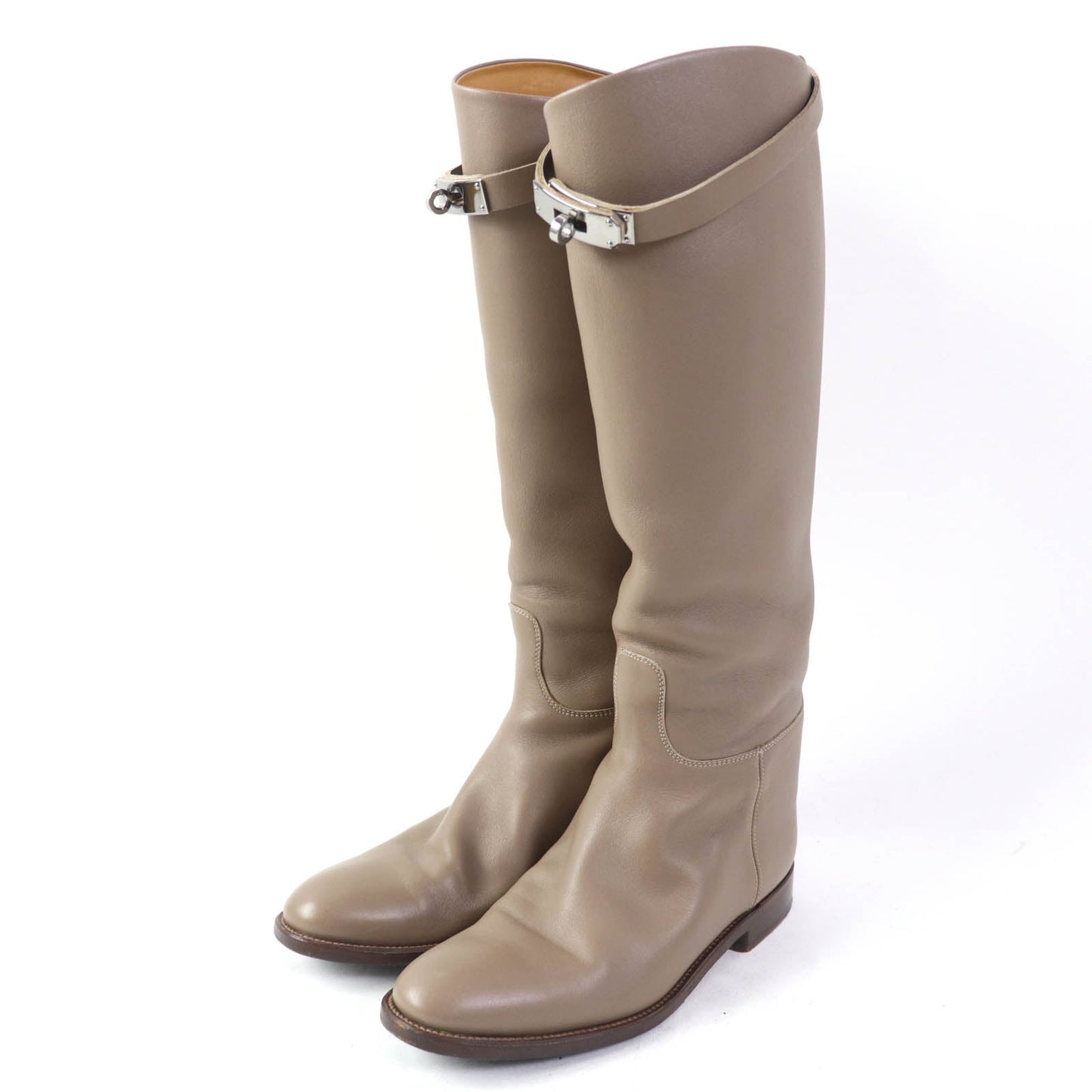 HERMES Knee-high boots leather Gurege 37 1/2