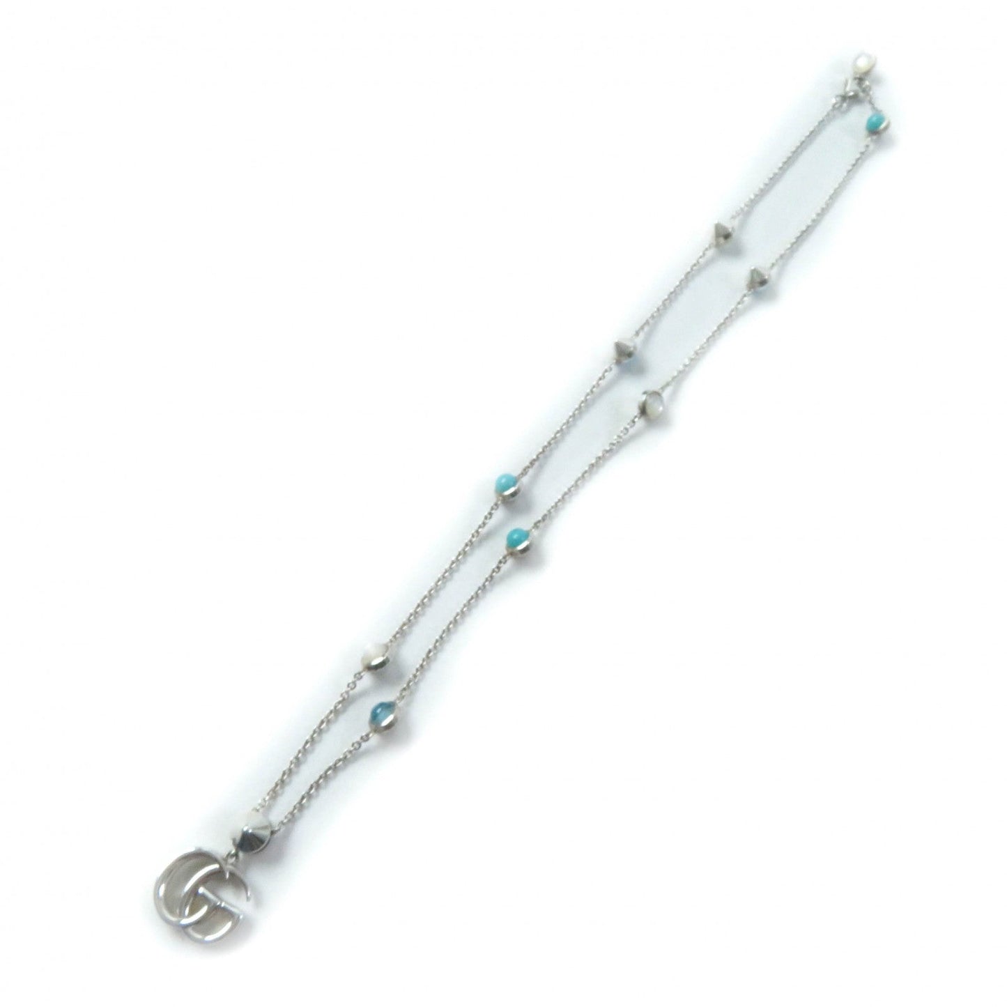 GUCCI Necklace 527399 AG925 Silver Double G Mother of Pearl Necklace