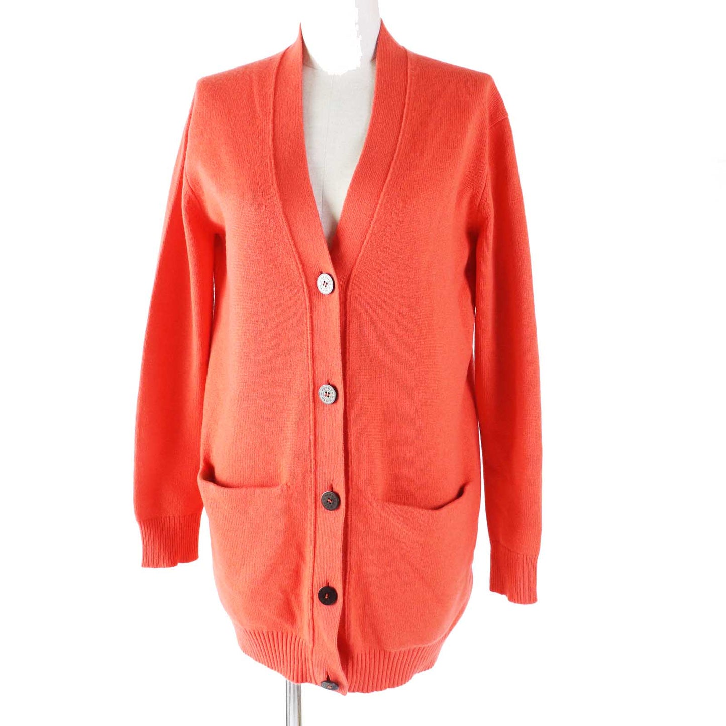 HERMES cardigan cashmere Coral orange 34