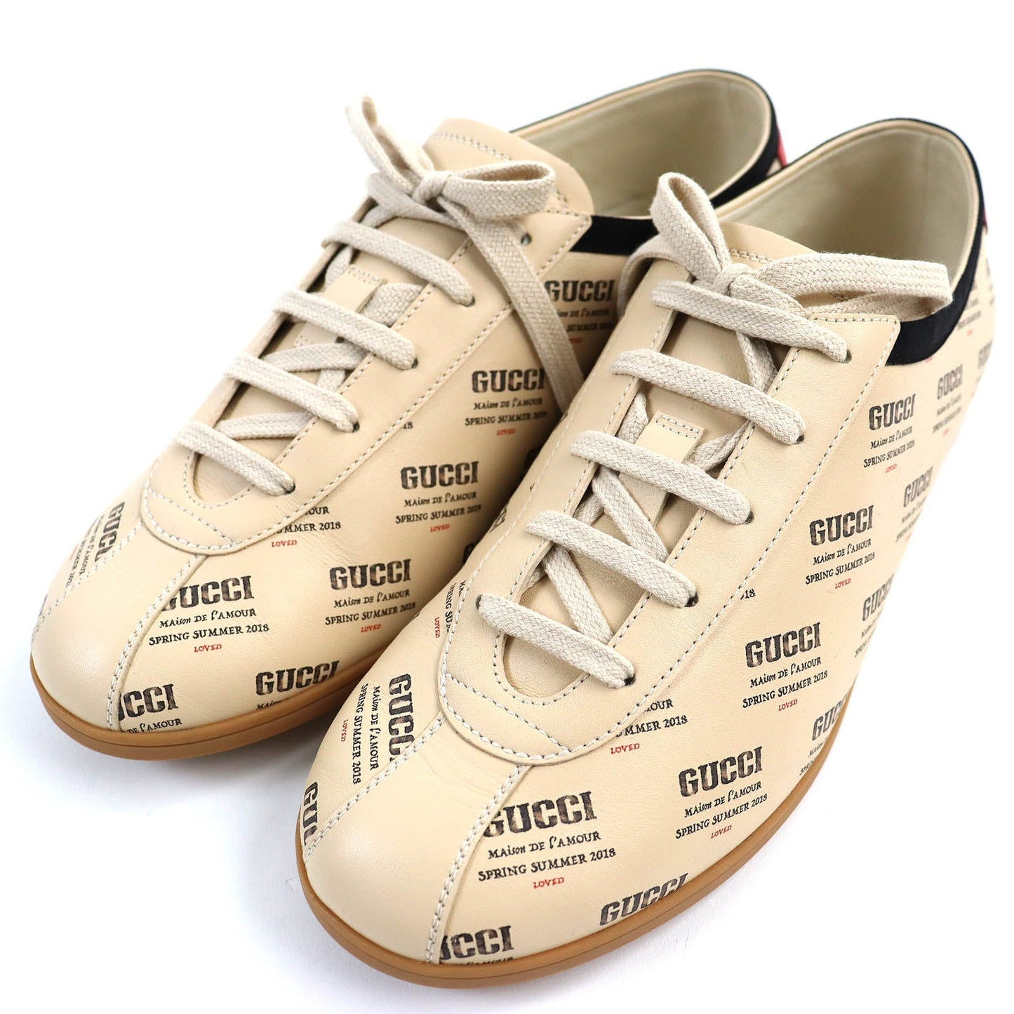 GUCCI Low cut sneakers 519535 leather SOY Beige mens 8 Secondhand