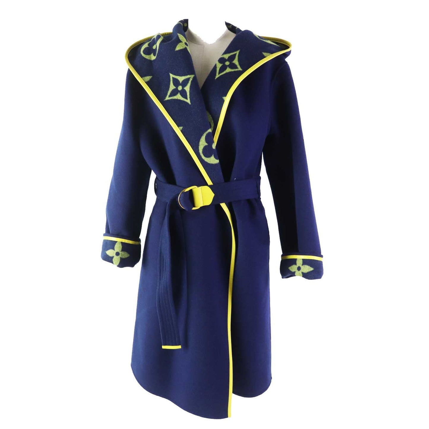 LOUIS VUITTON coat FJC022NUV wool Navy yellow Giant Monogram 36