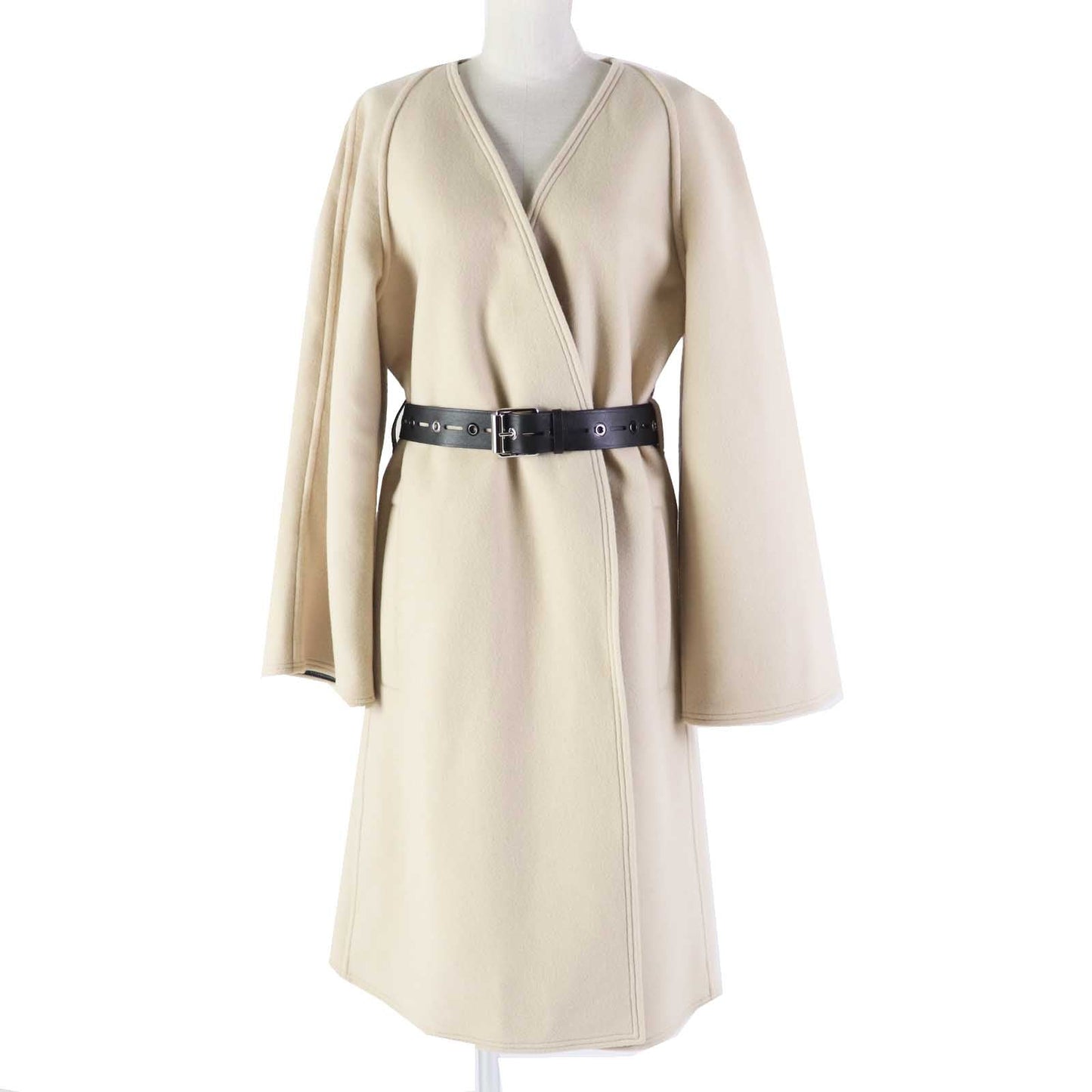 LOUIS VUITTON coat 1A4YSZ Outer: 100% cashmere, Lining: 50% rayon, Lining: 50% cupra, Part: 100% polyester, Part: lamb leather light beige Women 40 Used