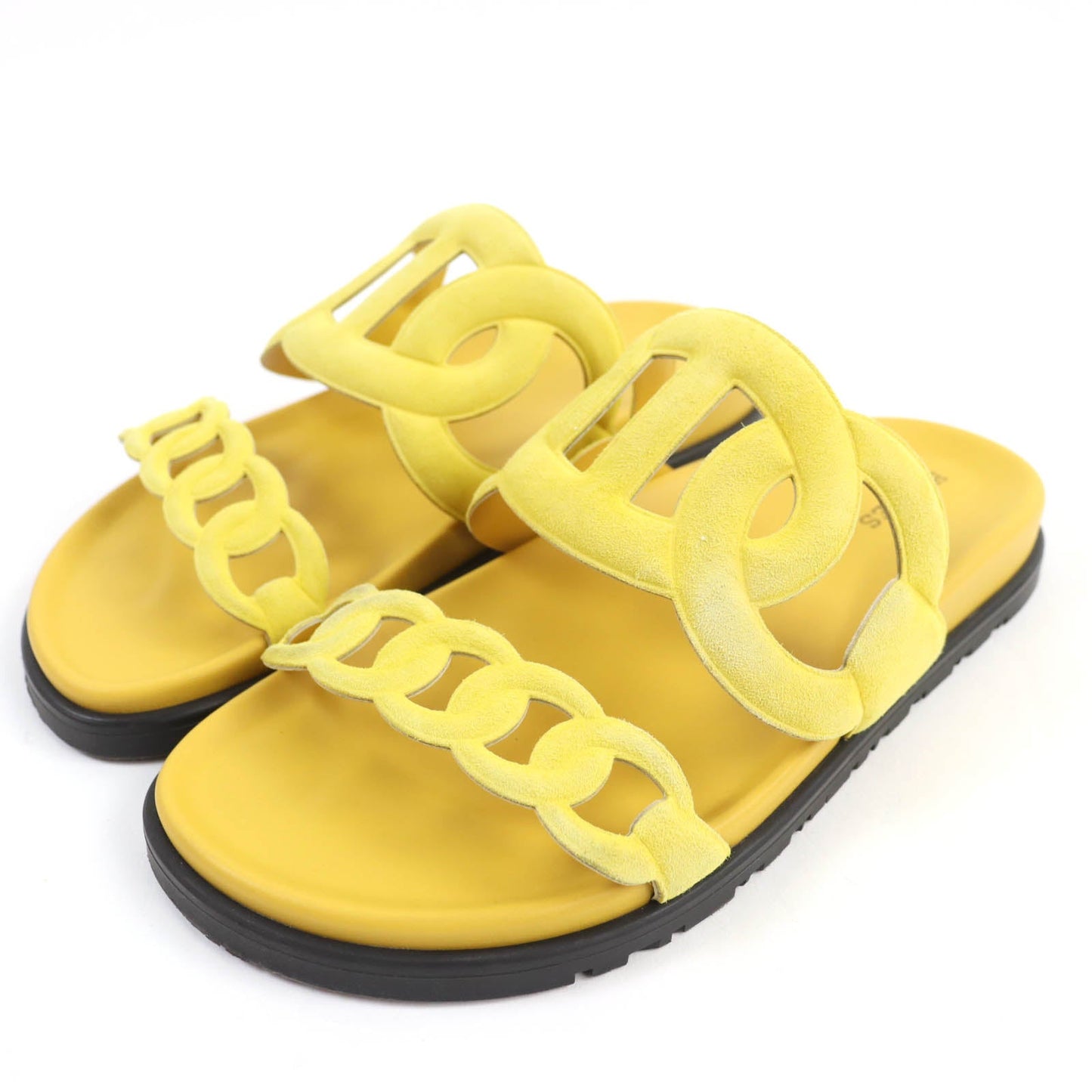 HERMES Sandals Suede leather yellow extra 38