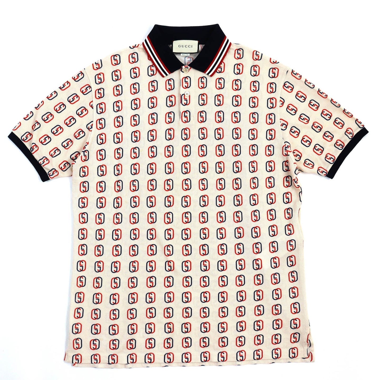 GUCCI Short sleeve polo shirt 575221 cotton Beige navy red L