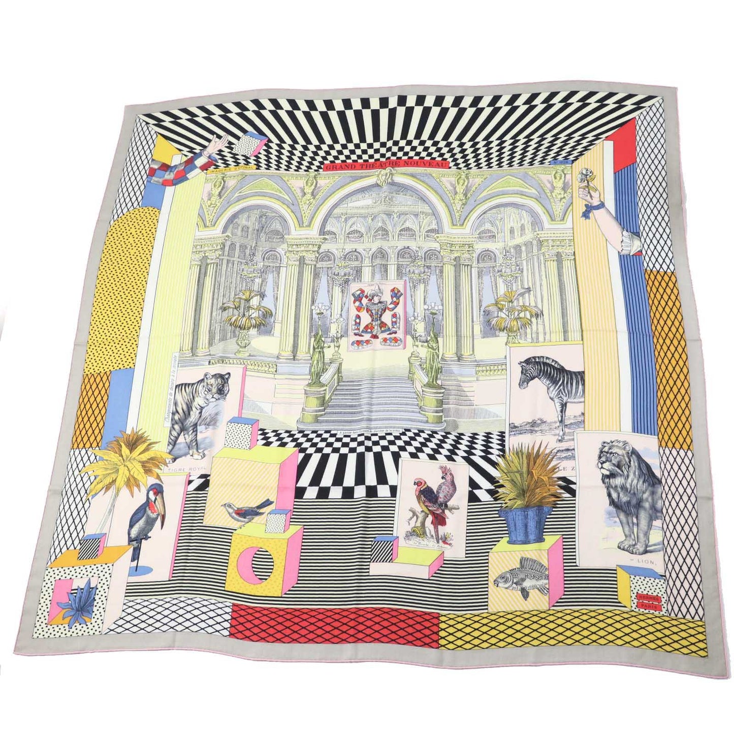 HERMES scarf 243761S cashmere Multi Caléjean 140 Grand Theatre Nouveau