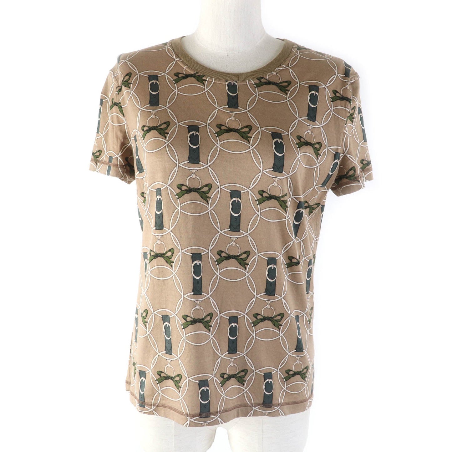 HERMES Short sleeve T-shirt 2H4618DB cotton Brown type Morning walk Promenade du Matin 36