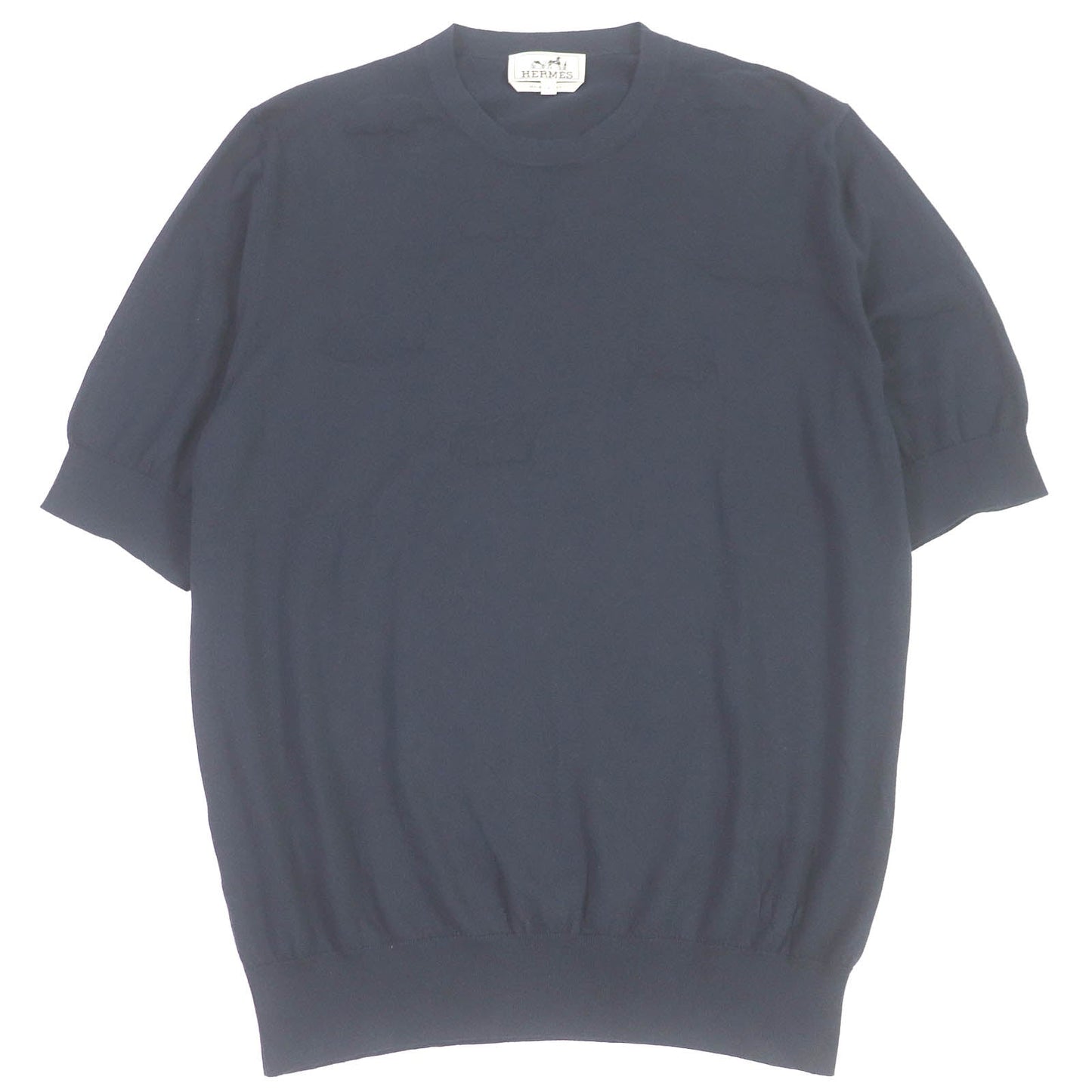 HERMES Short sleeve knit cotton Navy L