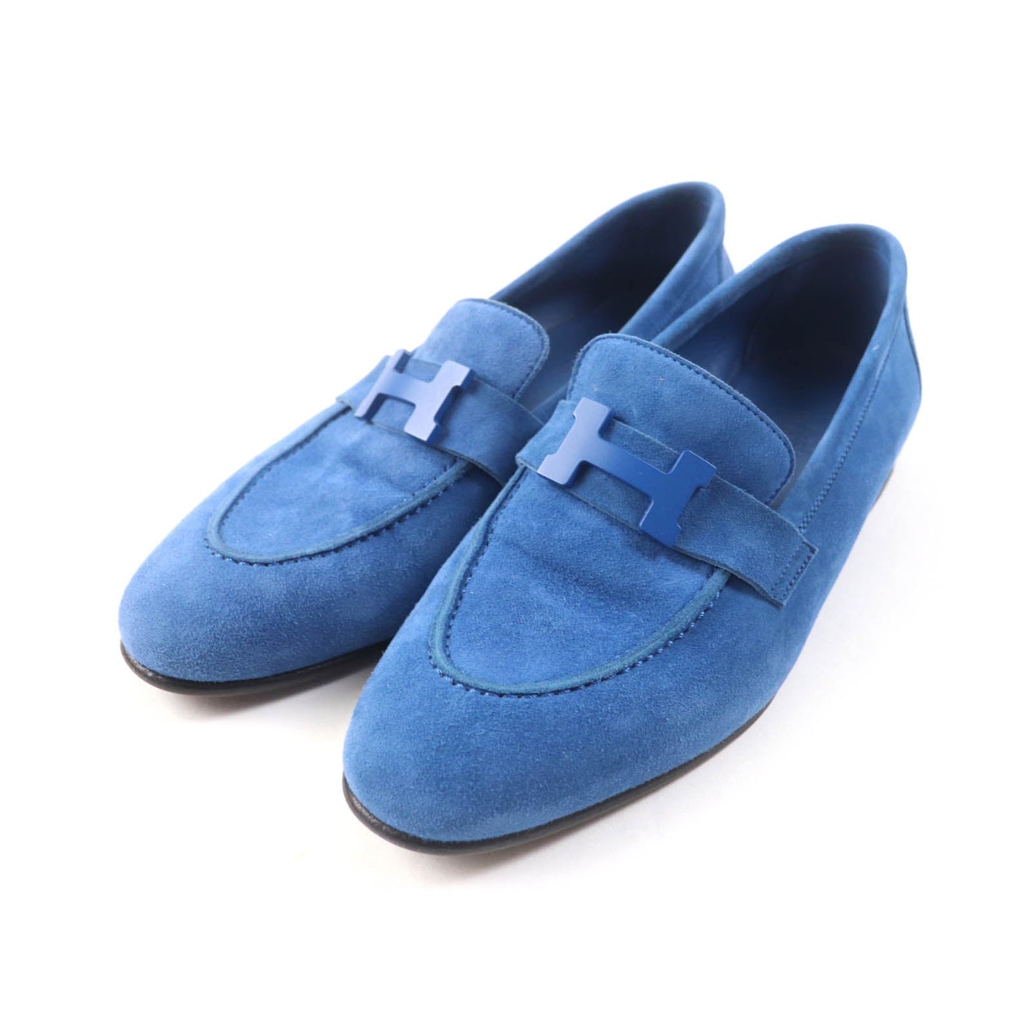 HERMES loafers 221065Z Suede leather blue Constance 36.5