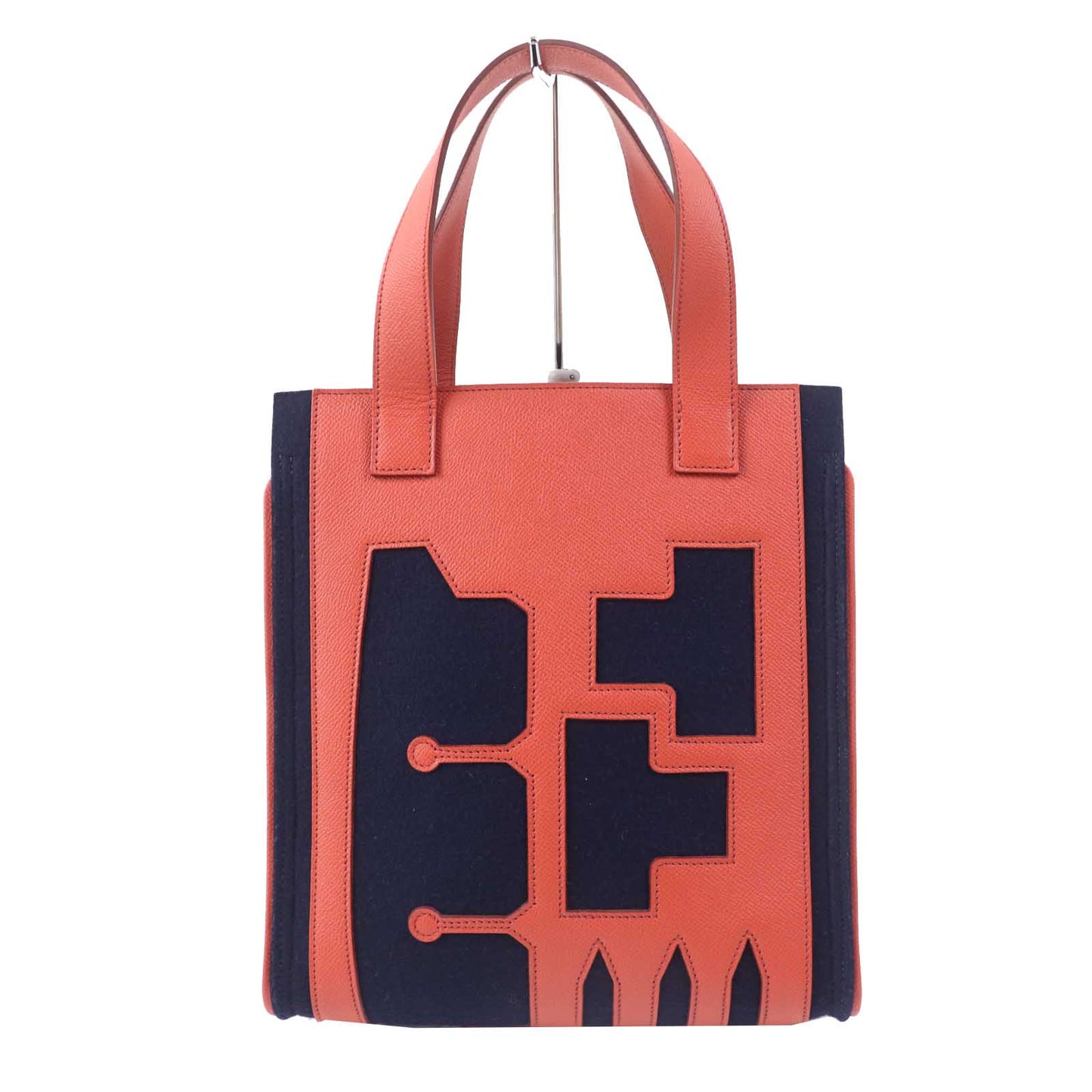 HERMES Tote Bag Main: Epsom, felt Coral Pink Navy Petit h Women Used