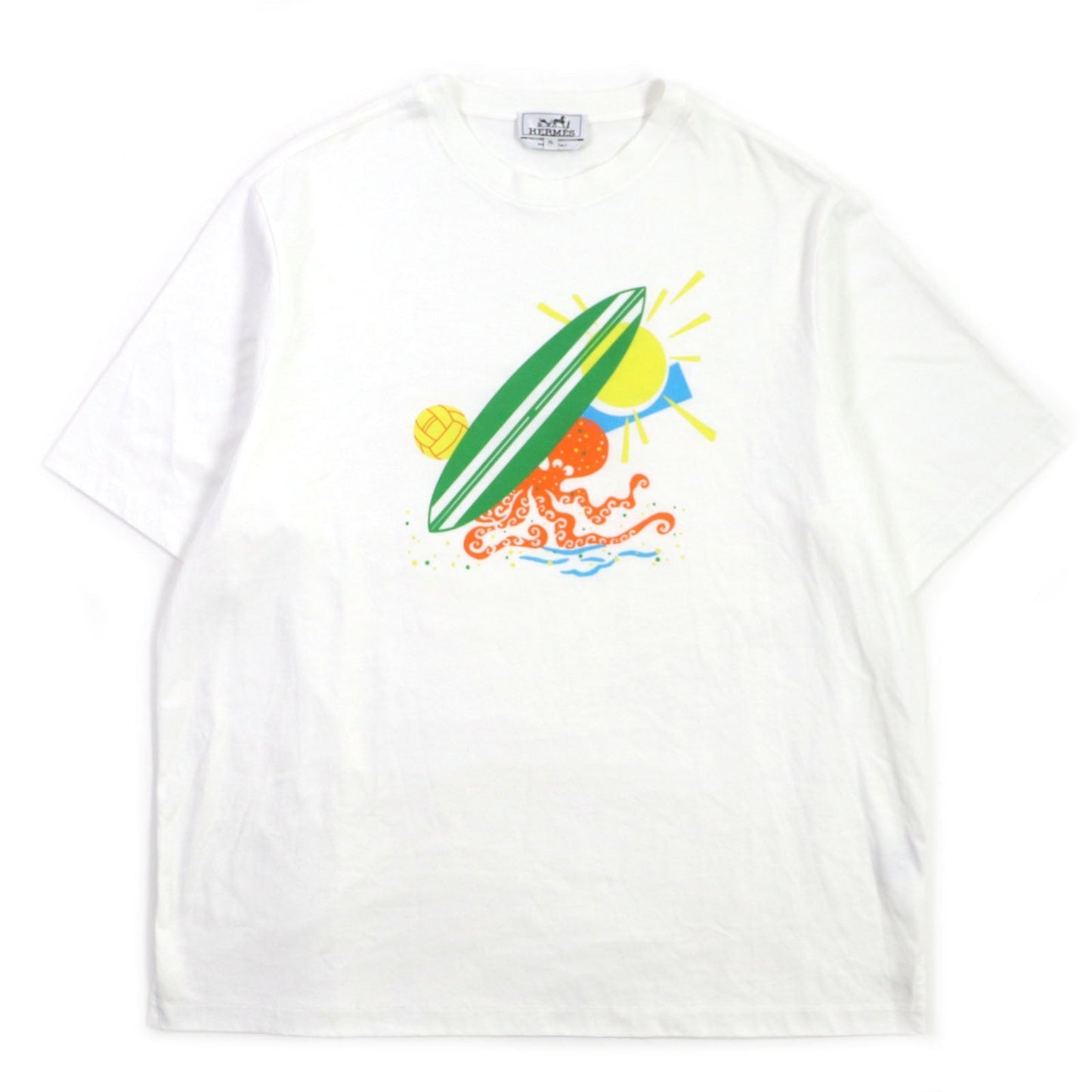 HERMES Short sleeve T-shirt cotton white Pool Watch XL