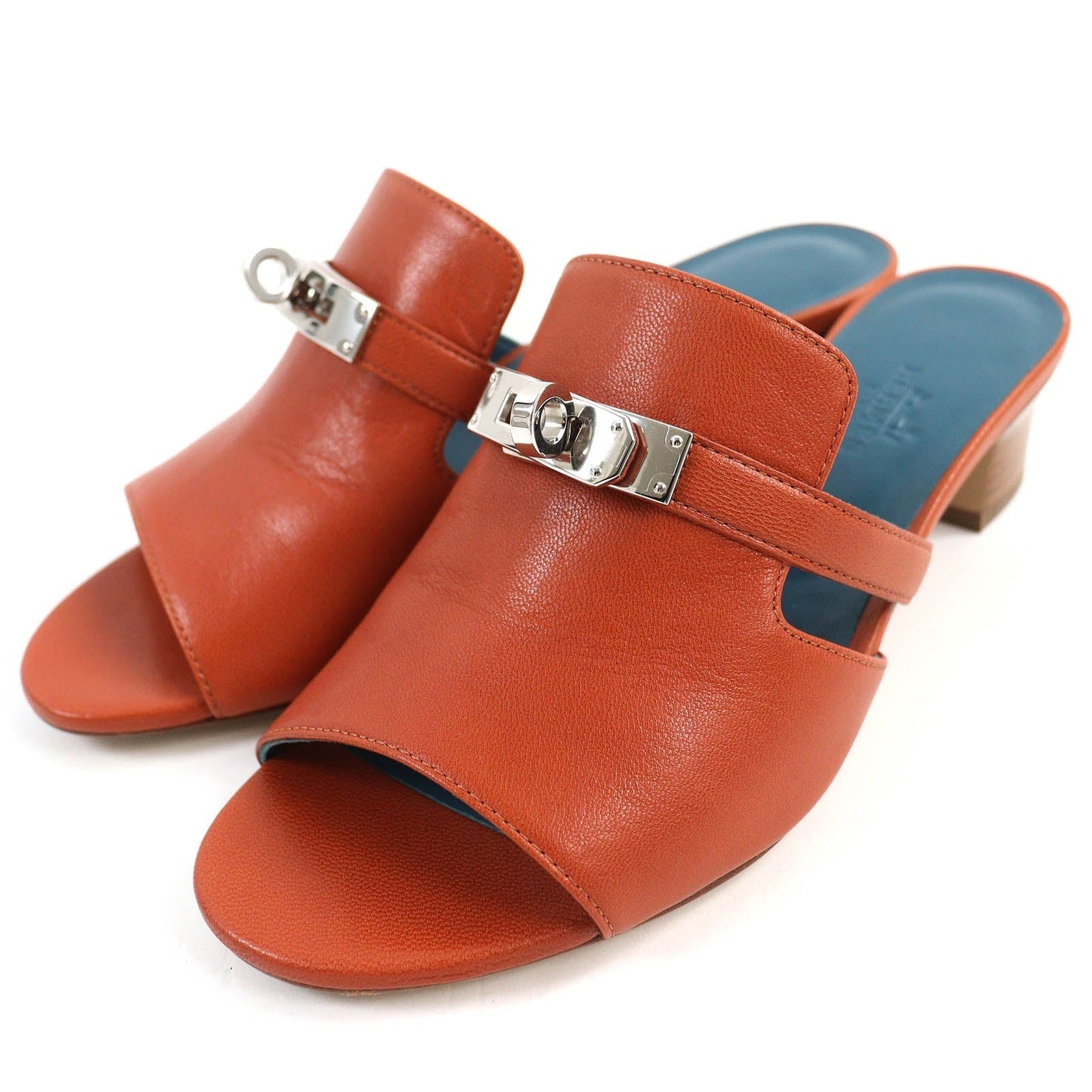 HERMES Sandals 211070Z leather Brown candy 36