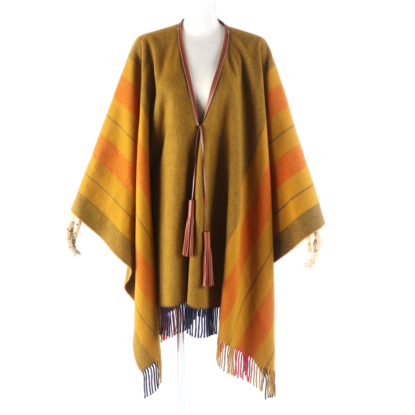 HERMES poncho wool mustard Rocabal