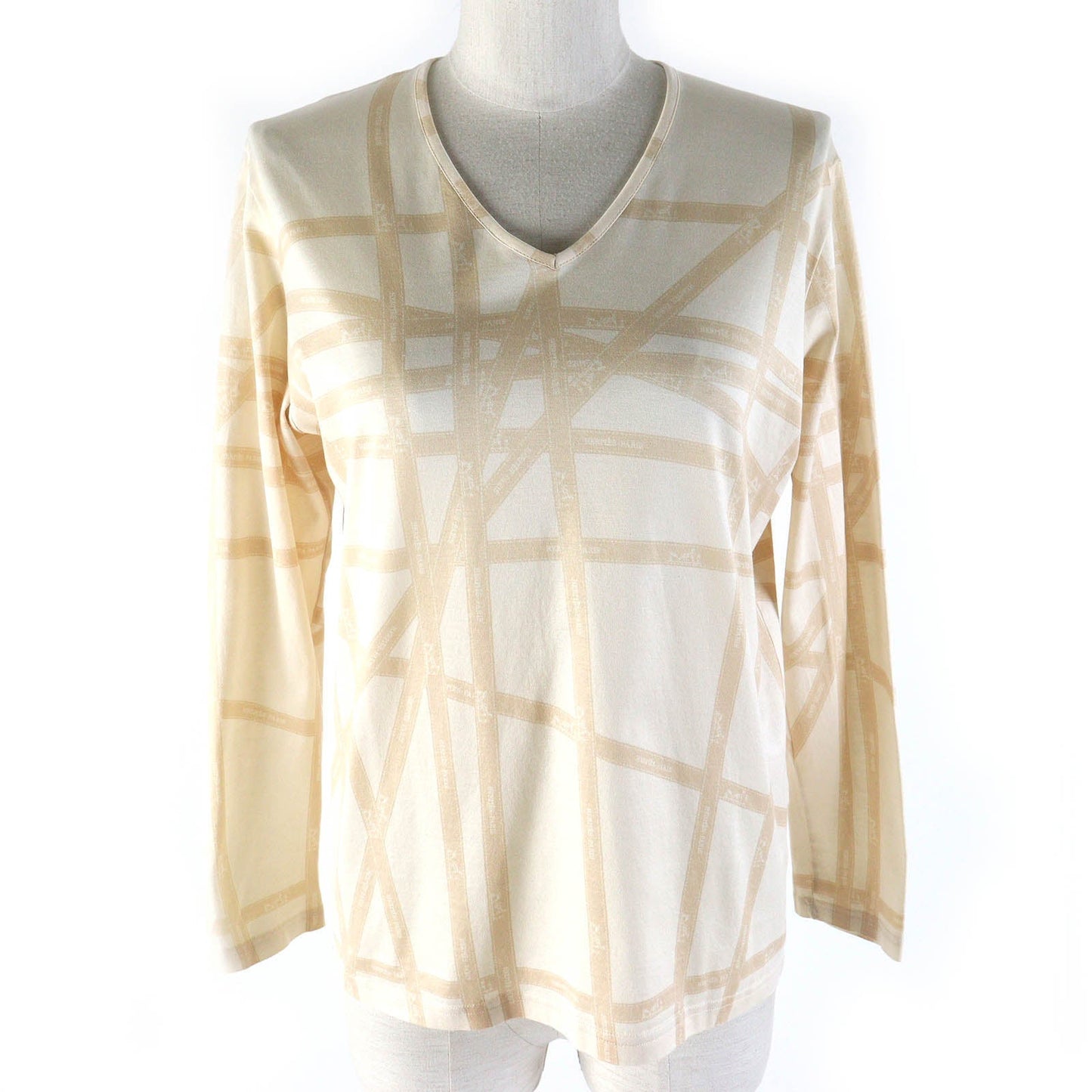 HERMES Long-sleeved T-shirt cotton beige M