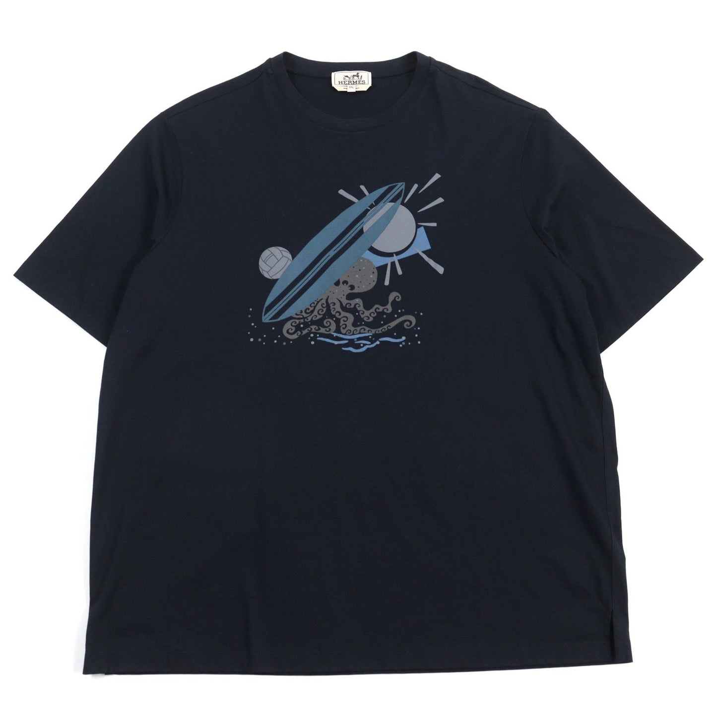 HERMES Short sleeve T-shirt cotton Navy type Poulp Watch XXL