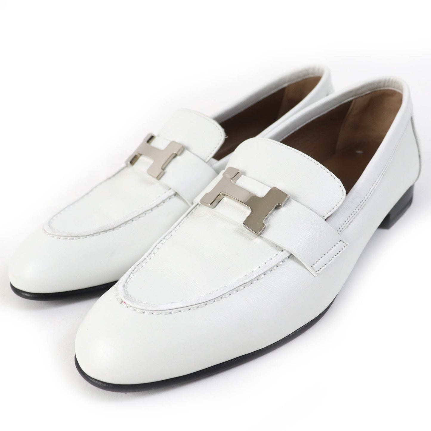 HERMES loafers 211288Z leather white Paris 36