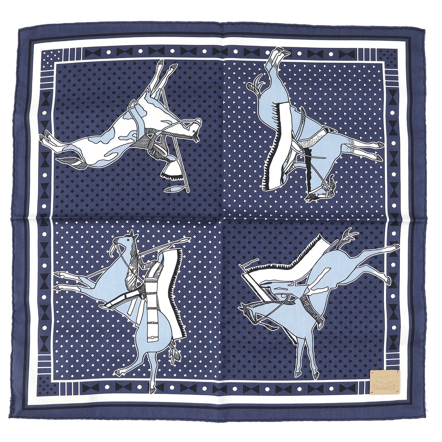 HERMES scarf cotton blue Tipi Bandana 40