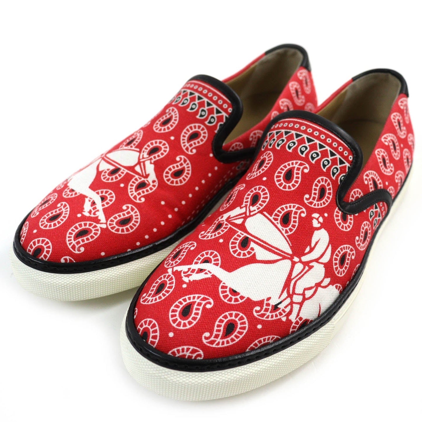 HERMES Slip-on canvas Red 42.5