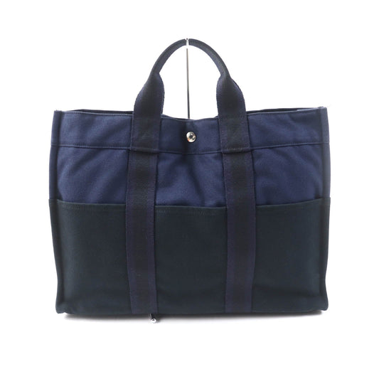 HERMES Tote Bag Main: Cotton Navy Fool Toe MM Women Used