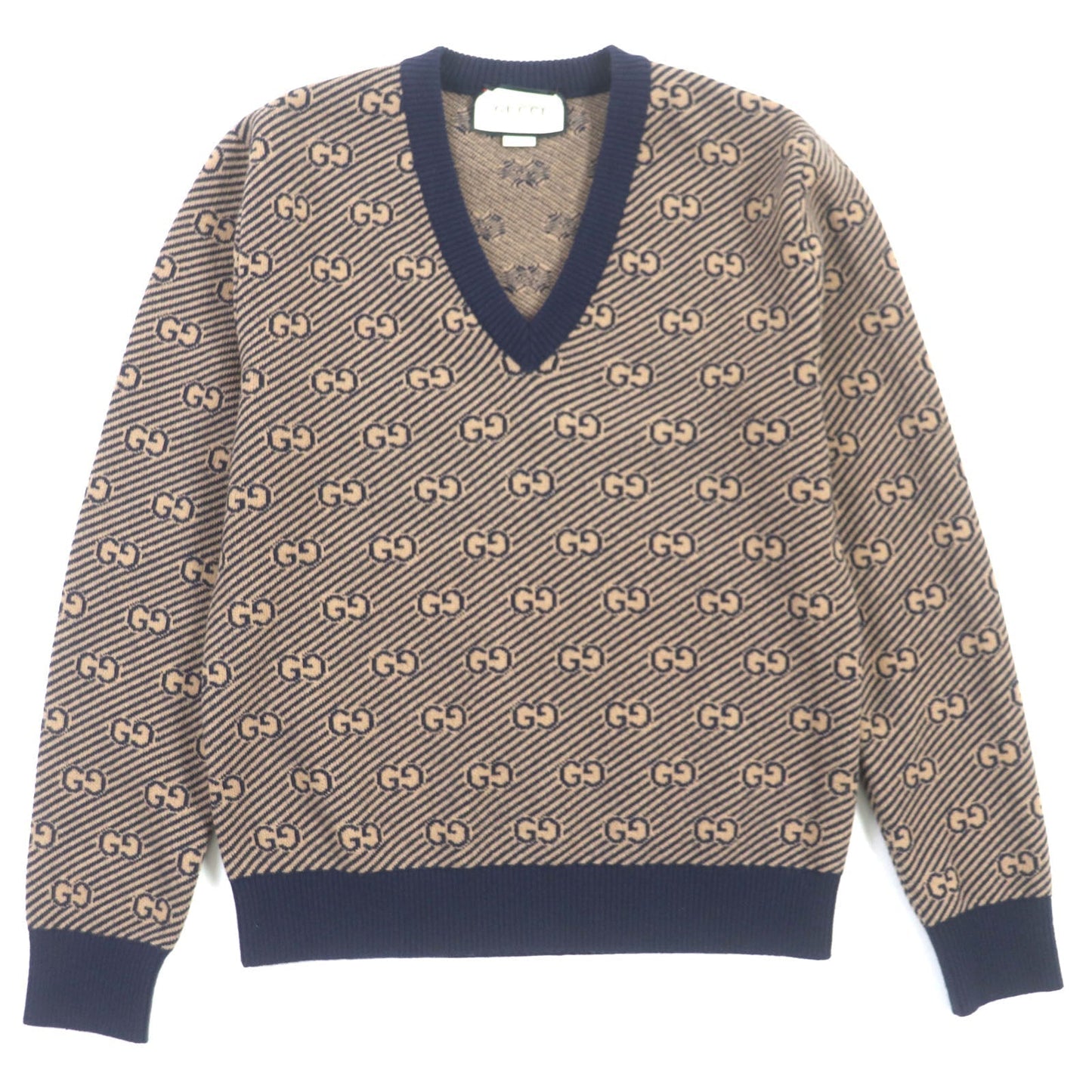 GUCCI sweater 626643 wool Brown navy XS