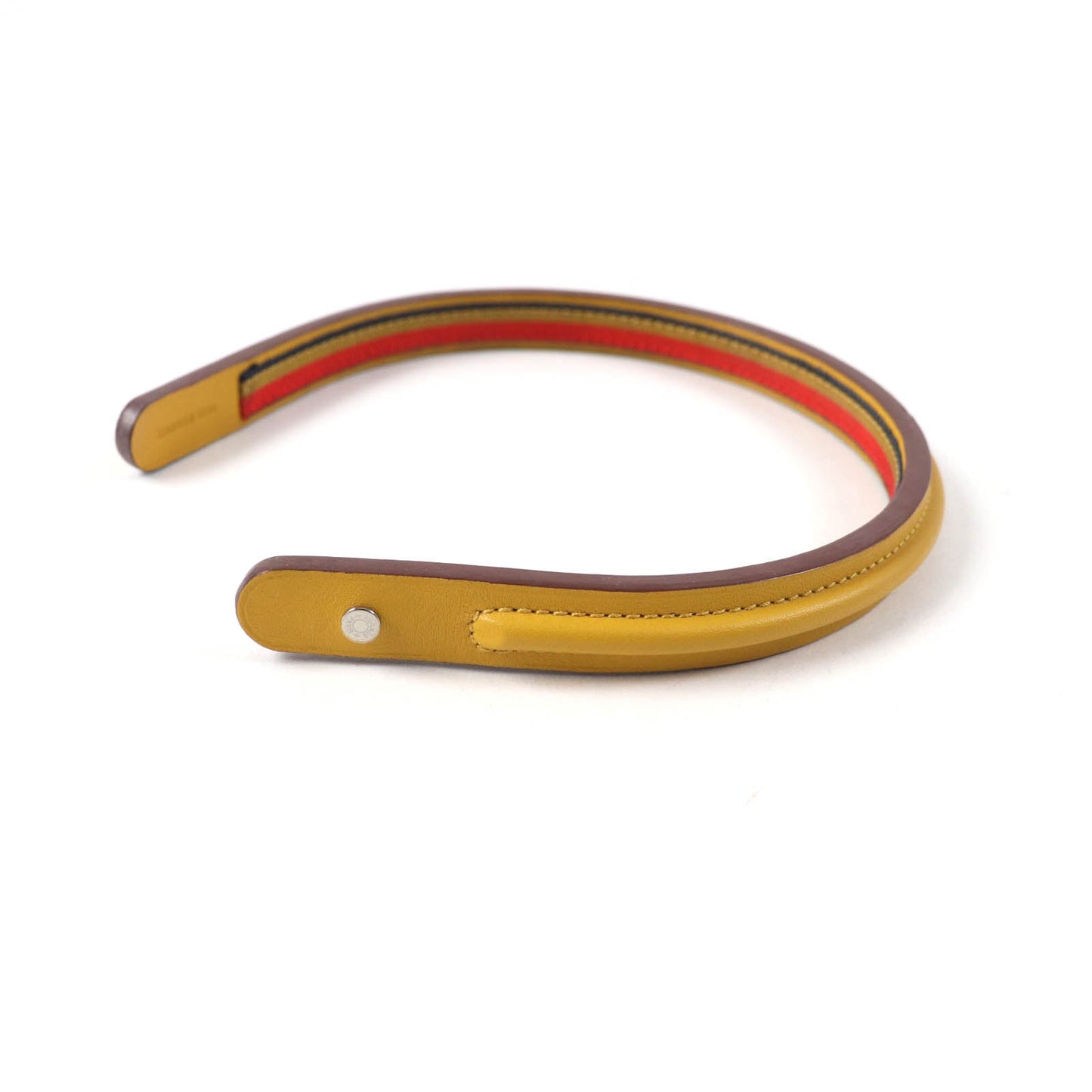 HERMES hair accessory leather yellow