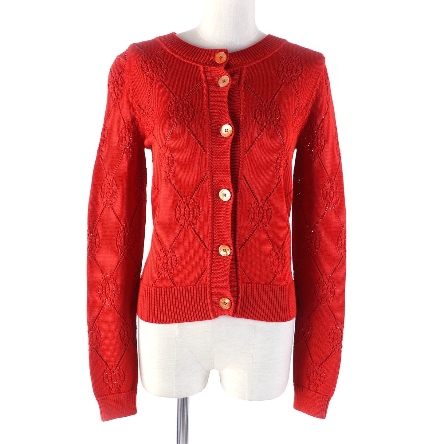 HERMES cardigan 2E2710DA Rayon Orange 34