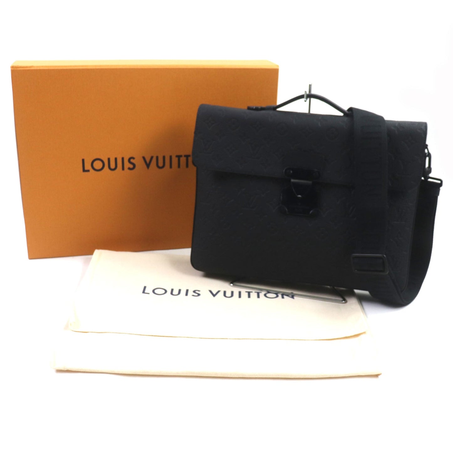 LOUIS VUITTON Briefcase M20835 Taurillon Clemence Leather black Monogram S lock briefcase