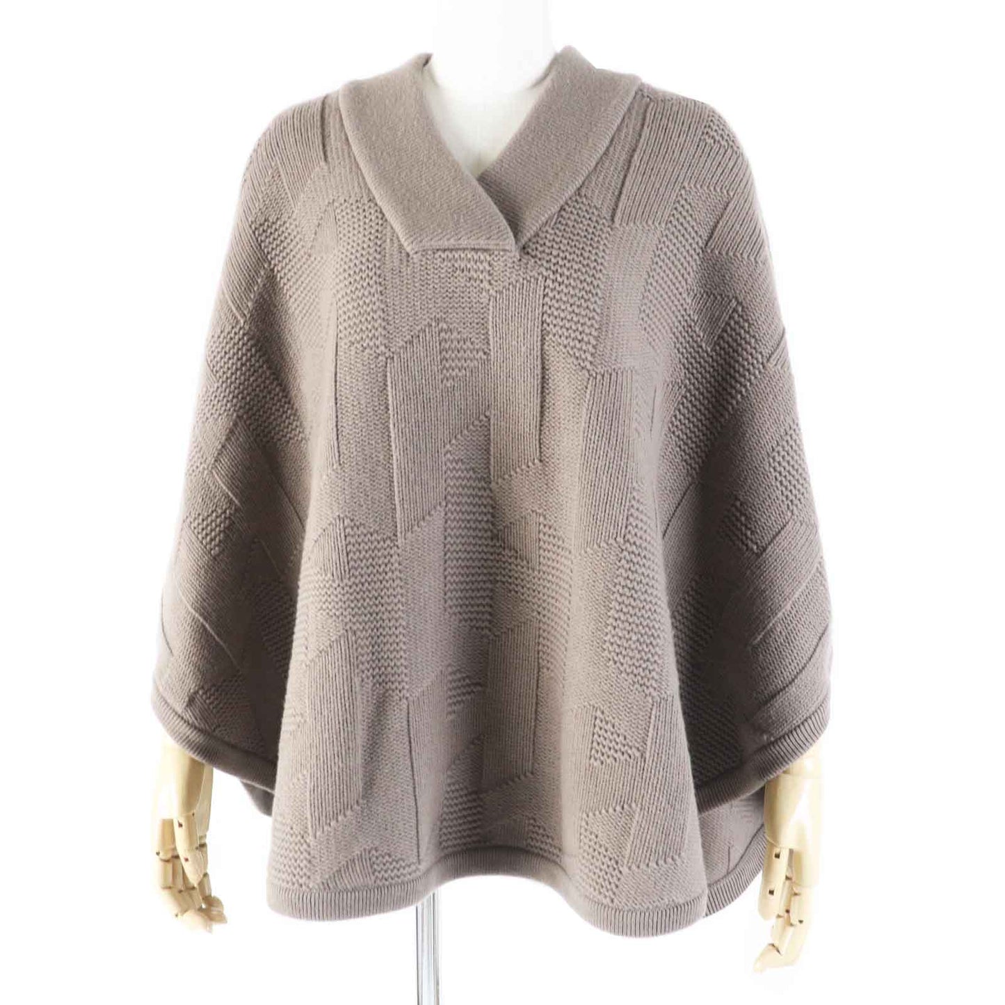 HERMES poncho 3H2602D4 Main: 100% wool, part: 95% wool, part: 5% nylon Brown type Women 34 Used